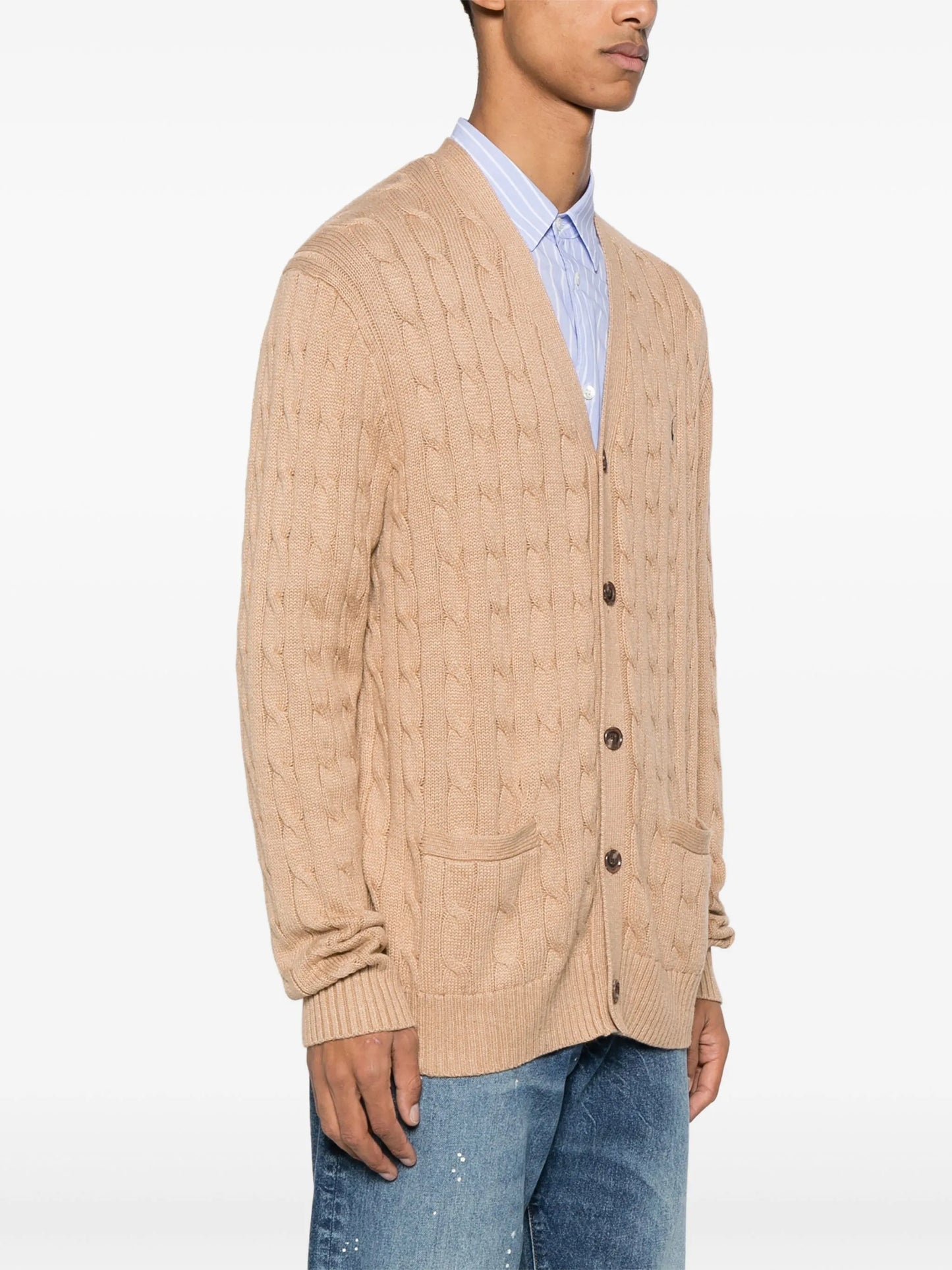 cable-knit cotton cardigan