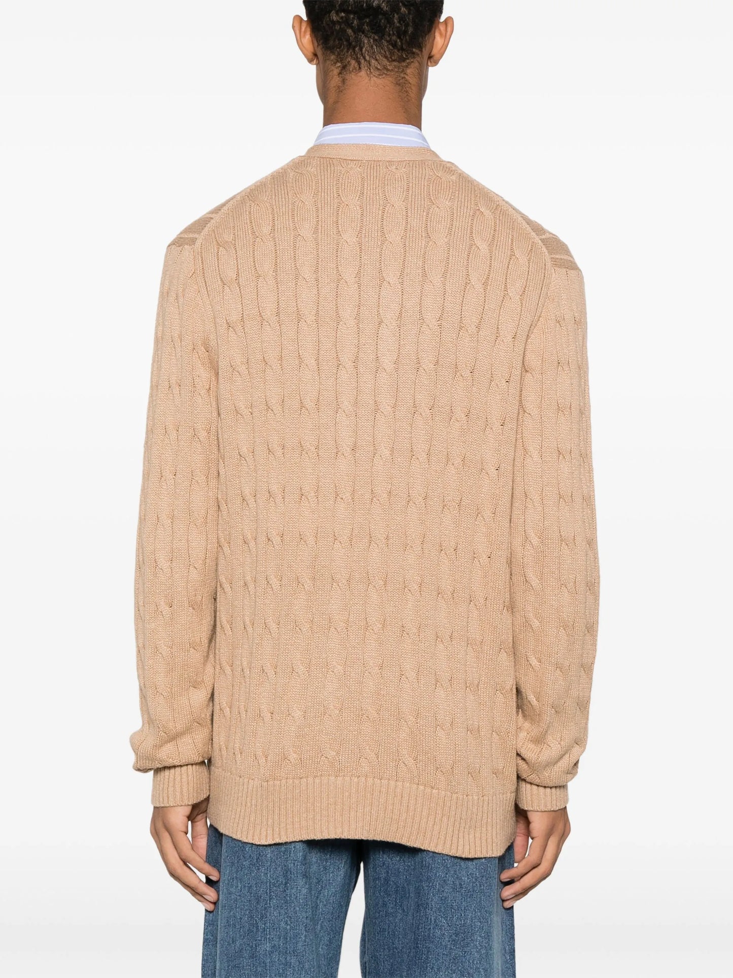 cable-knit cotton cardigan