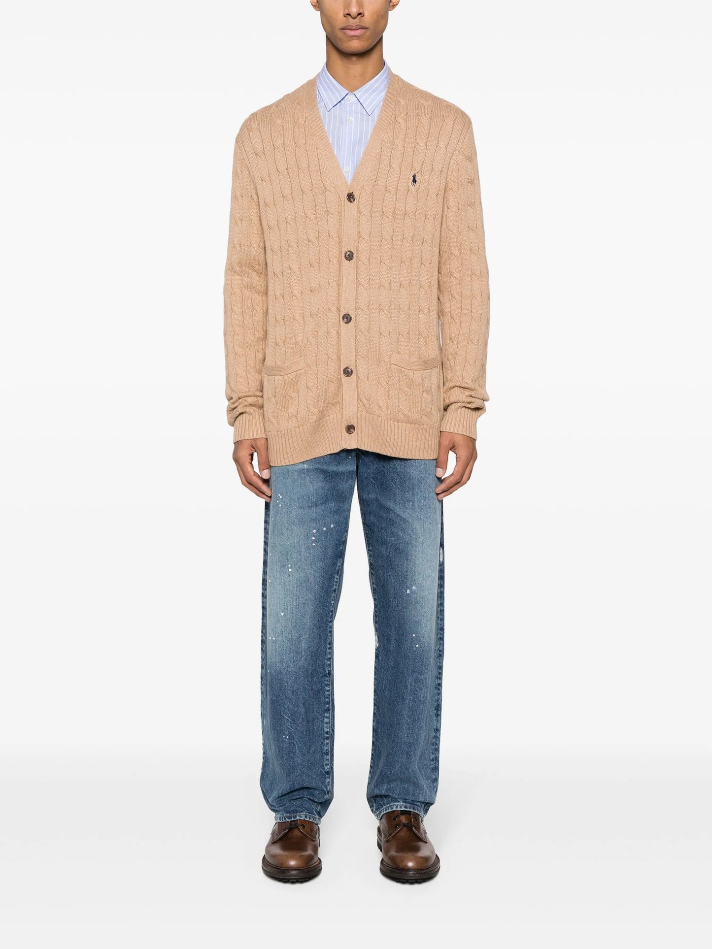 cable-knit cotton cardigan