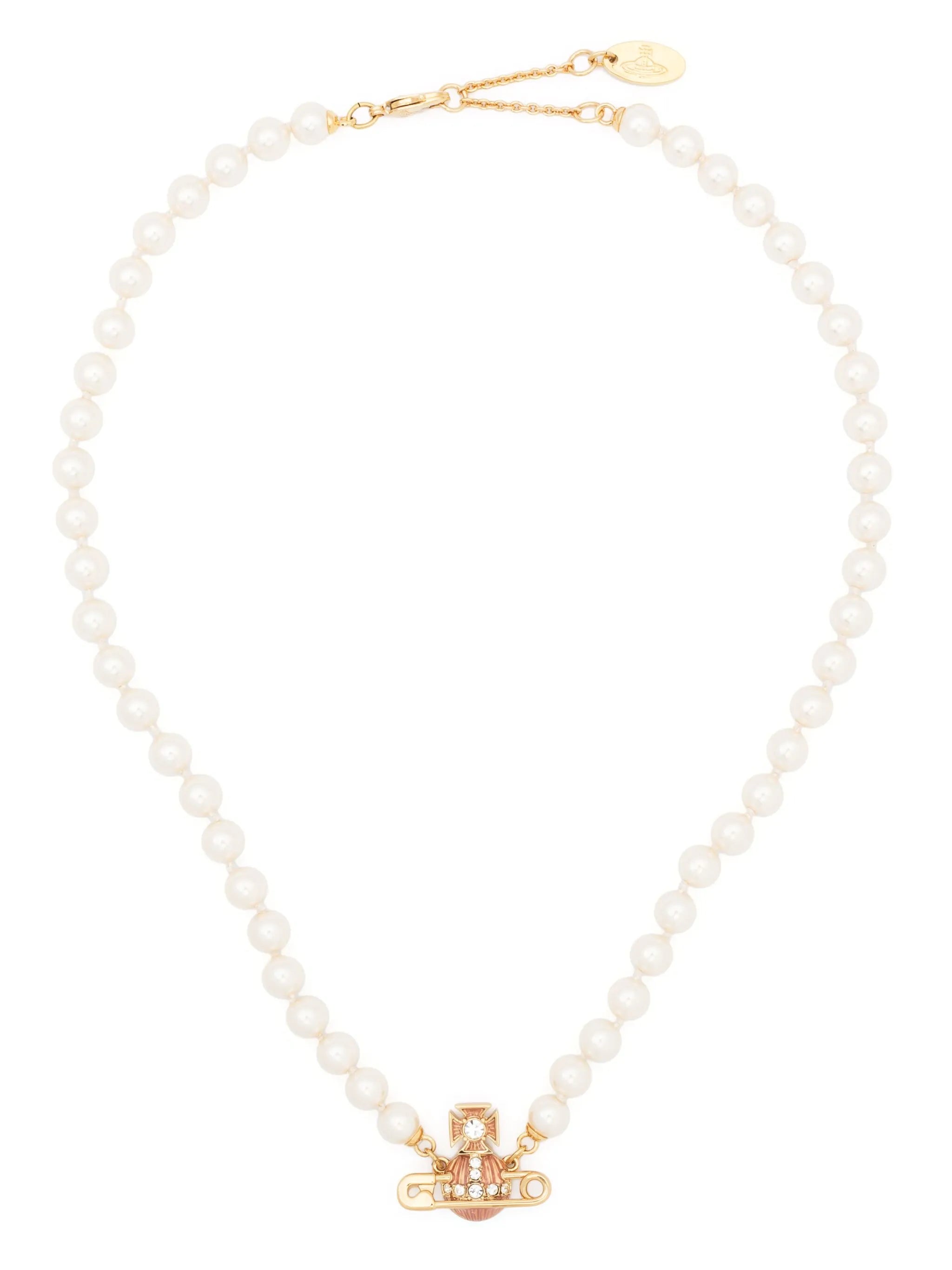 safety-pin faux-pearl necklace