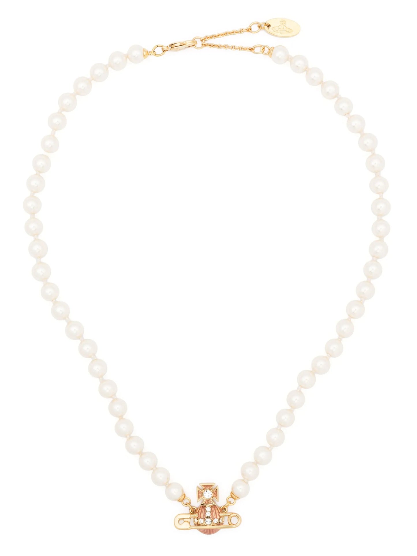 safety-pin faux-pearl necklace