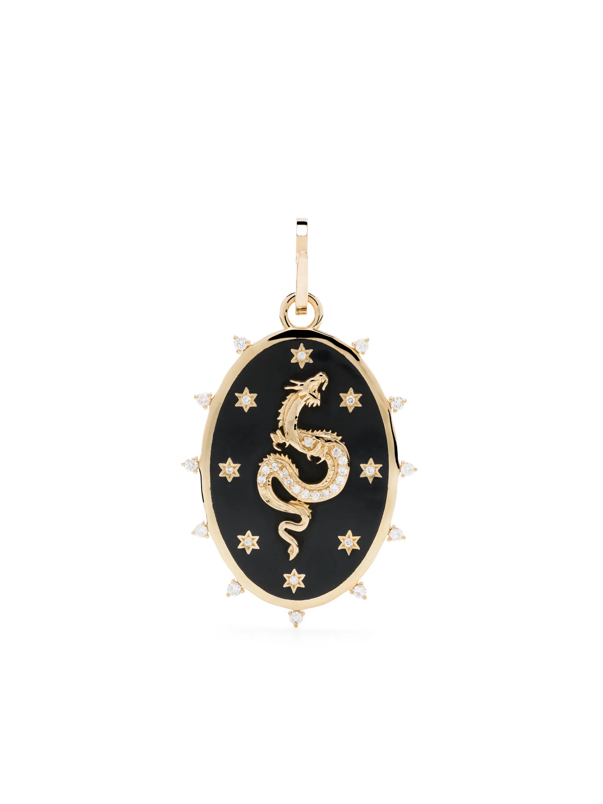 14kt yellow gold Dragon diamond hinged charm