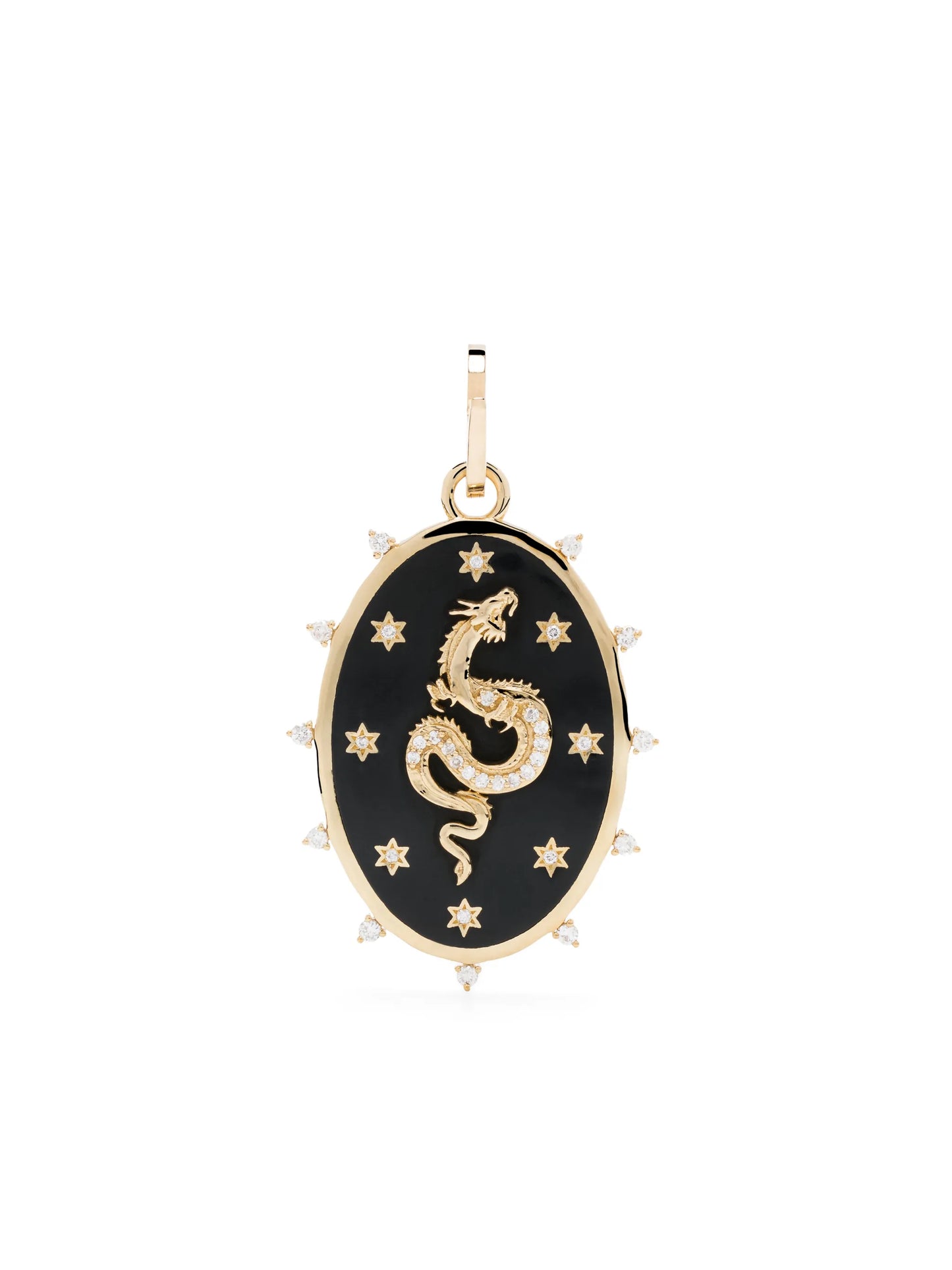 14kt yellow gold Dragon diamond hinged charm
