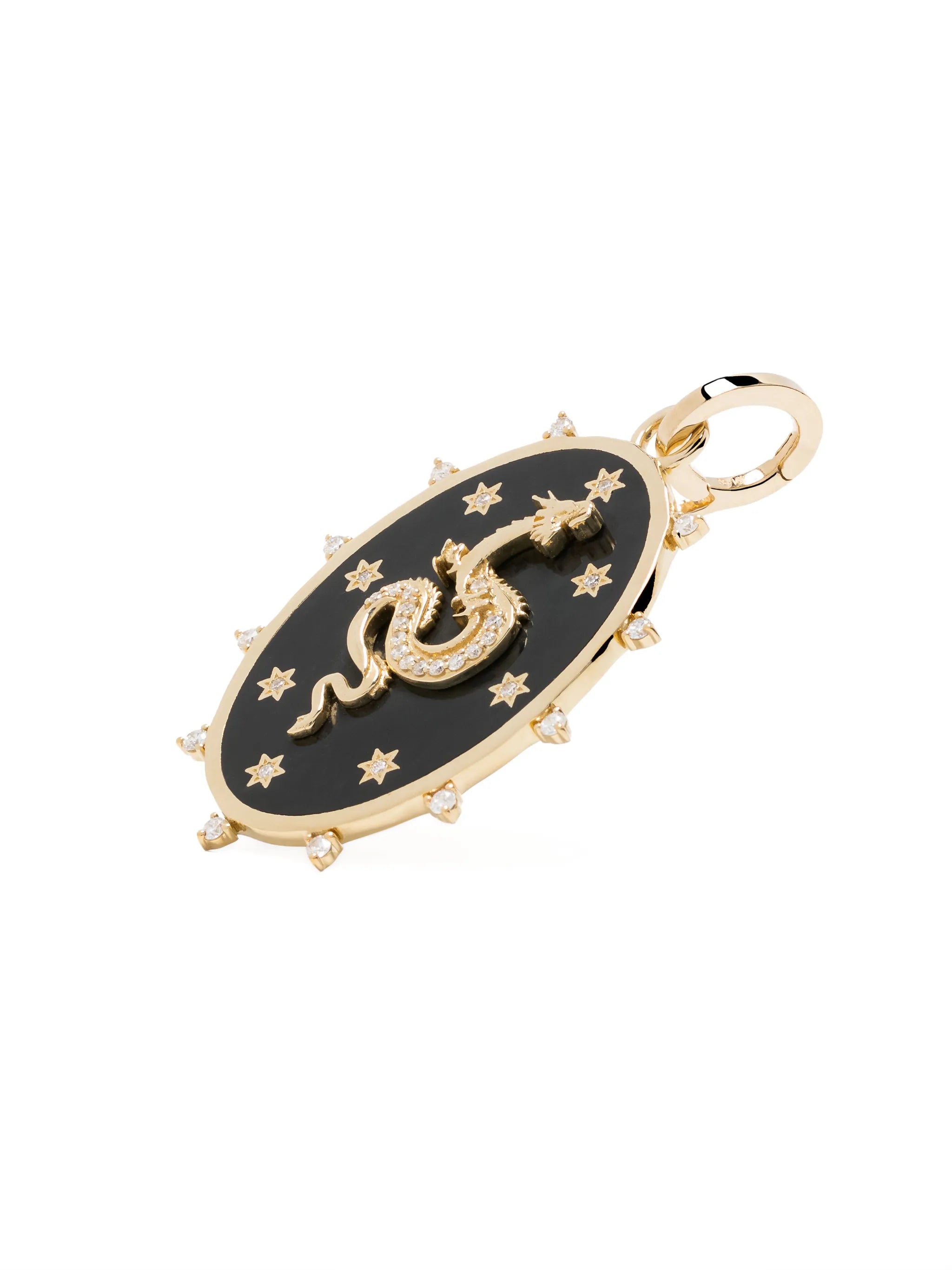 14kt yellow gold Dragon diamond hinged charm