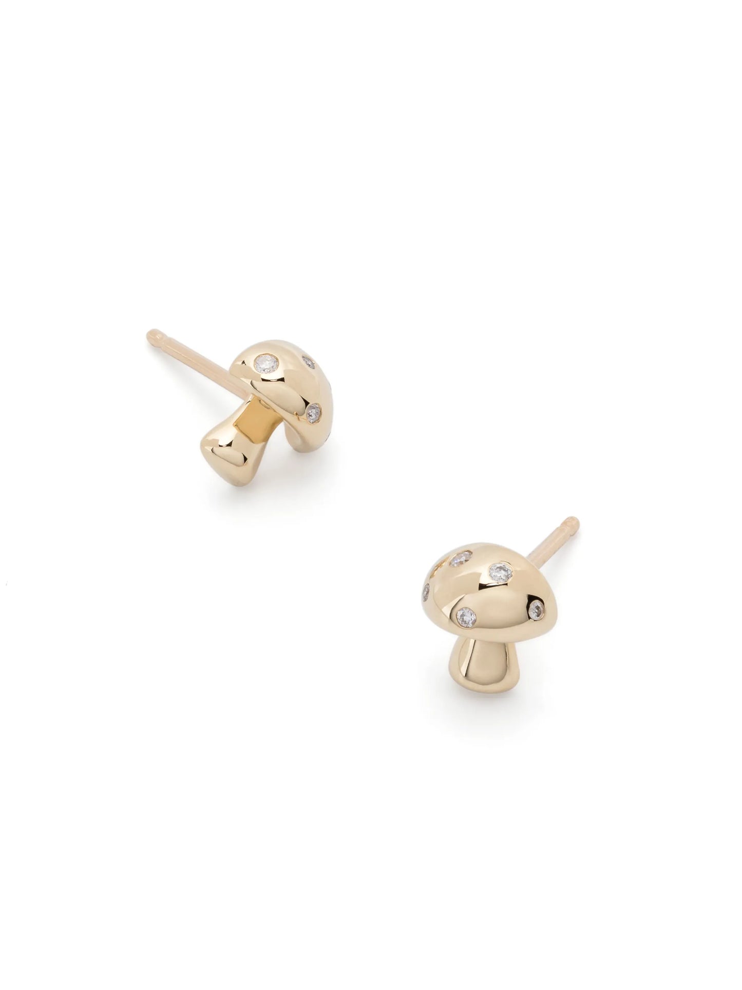 14CT yellow gold Enchanted Mushroom diamond stud earrings