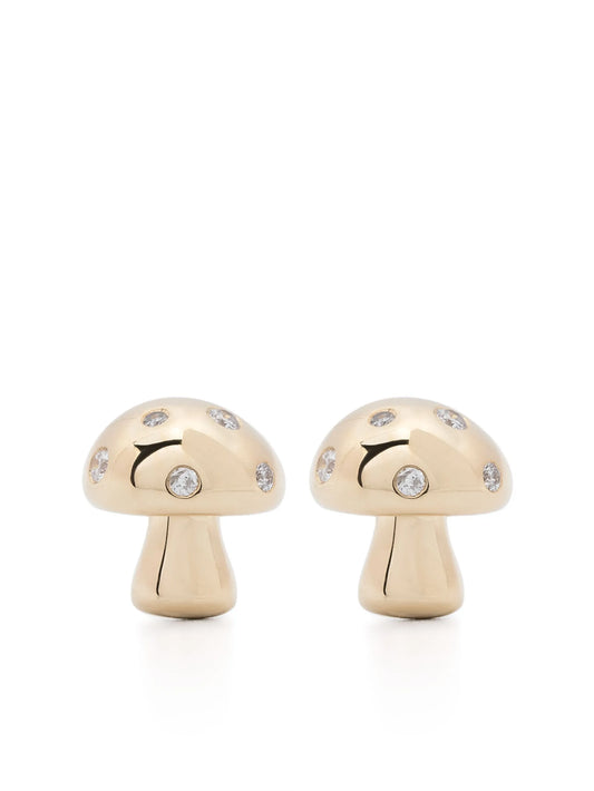 14K yellow gold Enchanted Mushroom diamond stud earrings