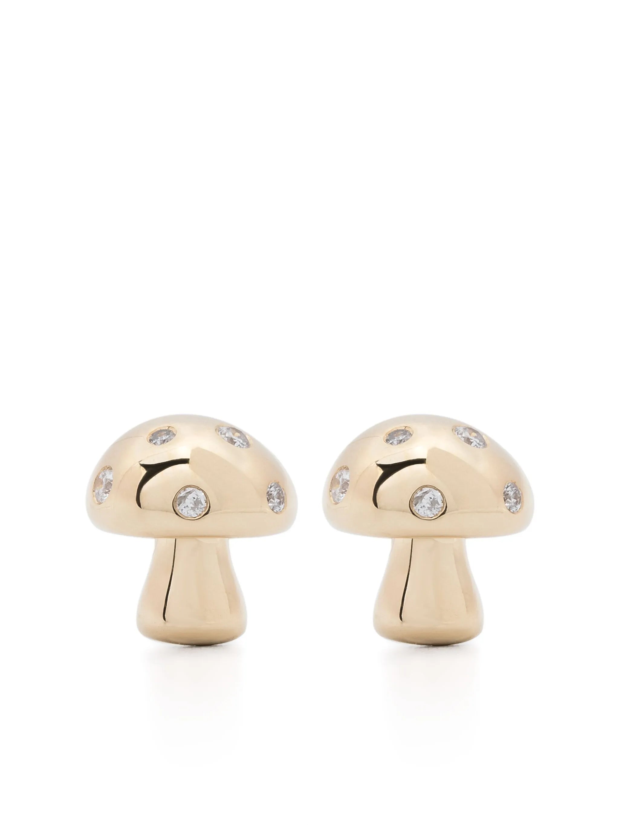 14CT yellow gold Enchanted Mushroom diamond stud earrings