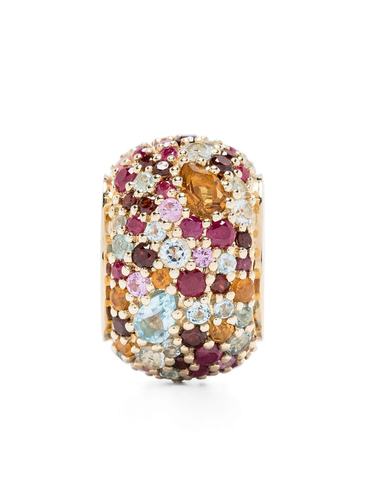 14kt yellow gold Crown multi-stone bead pendant