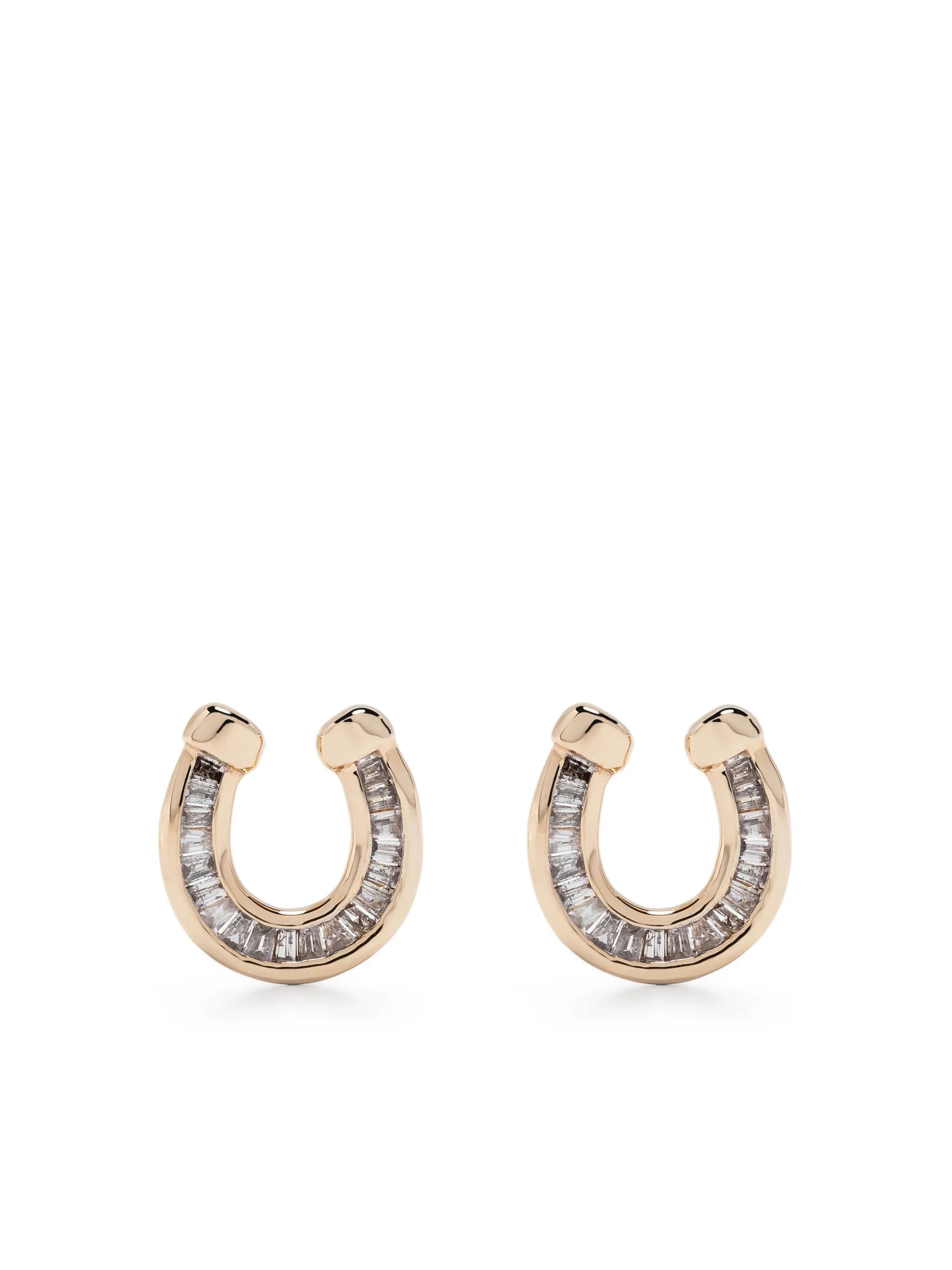 14kt yellow gold Horseshoe diamond earrings