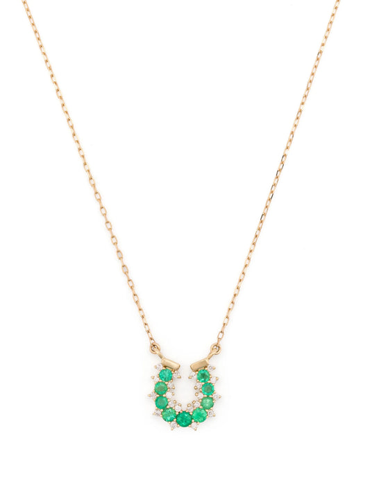 14kt yellow gold Horseshoe diamond pendant necklace
