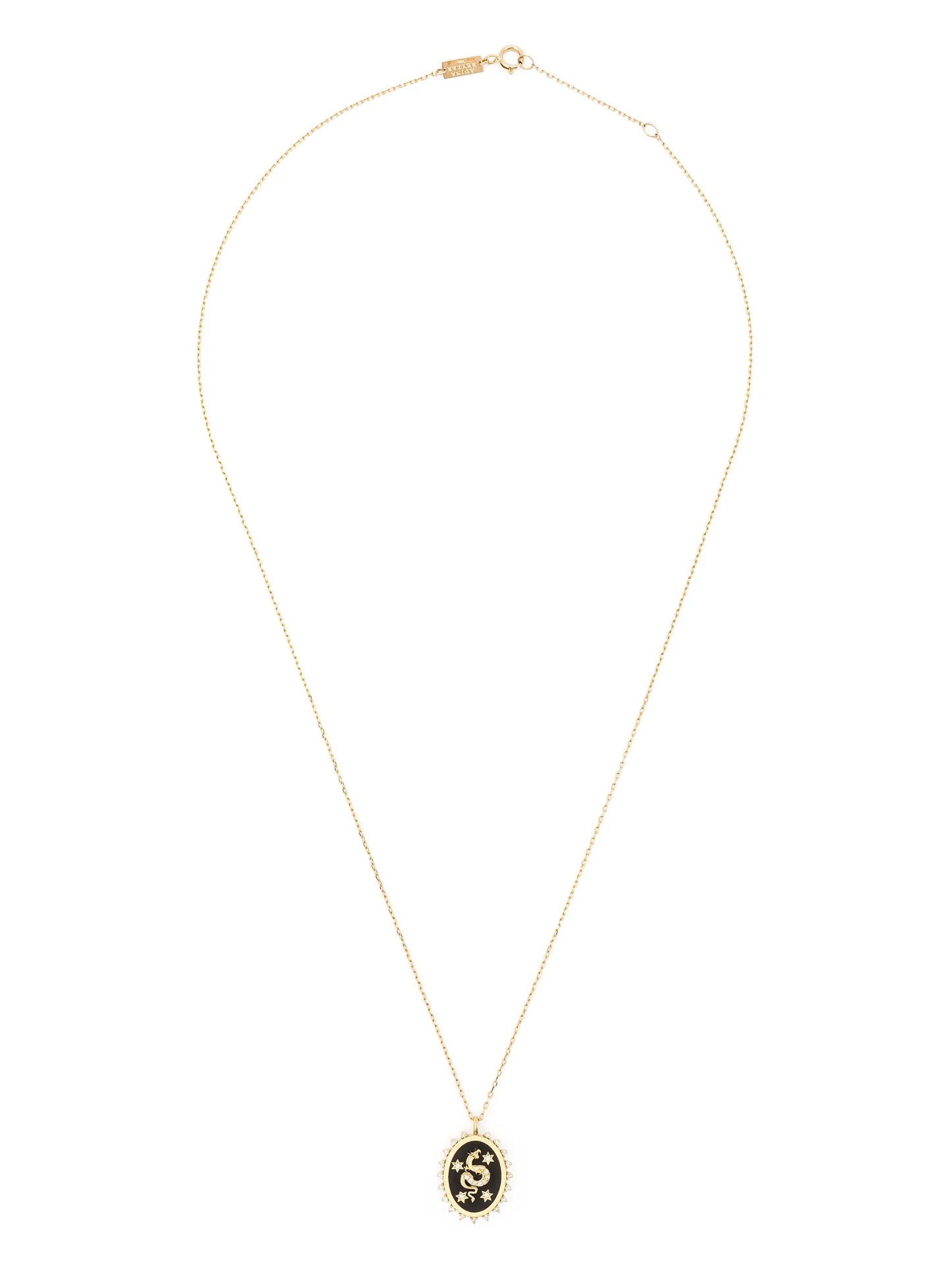 14kt gold Dragon ceramic and diamond pendant necklace