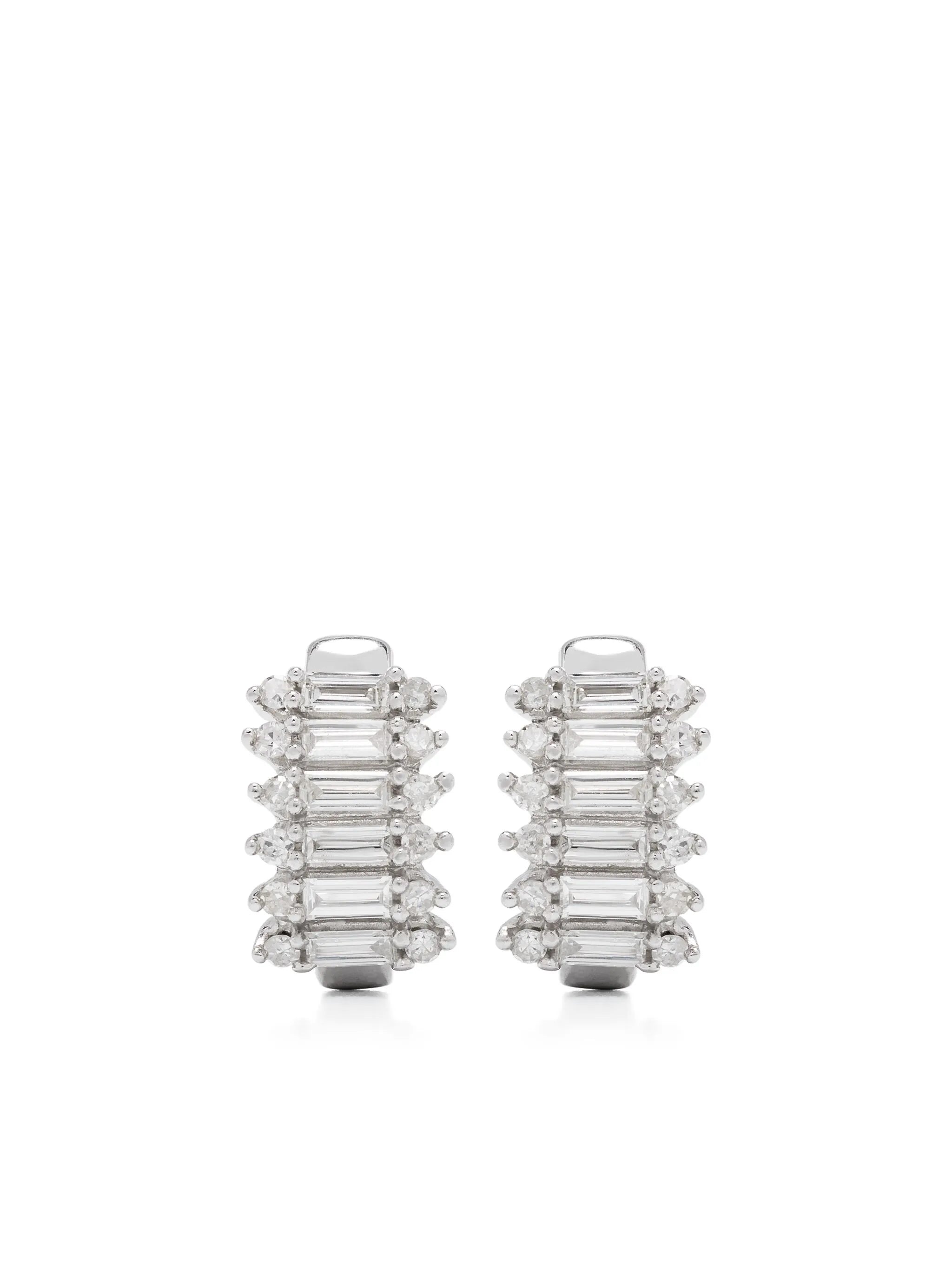 Stack Baguette J-shaped hoop earrings