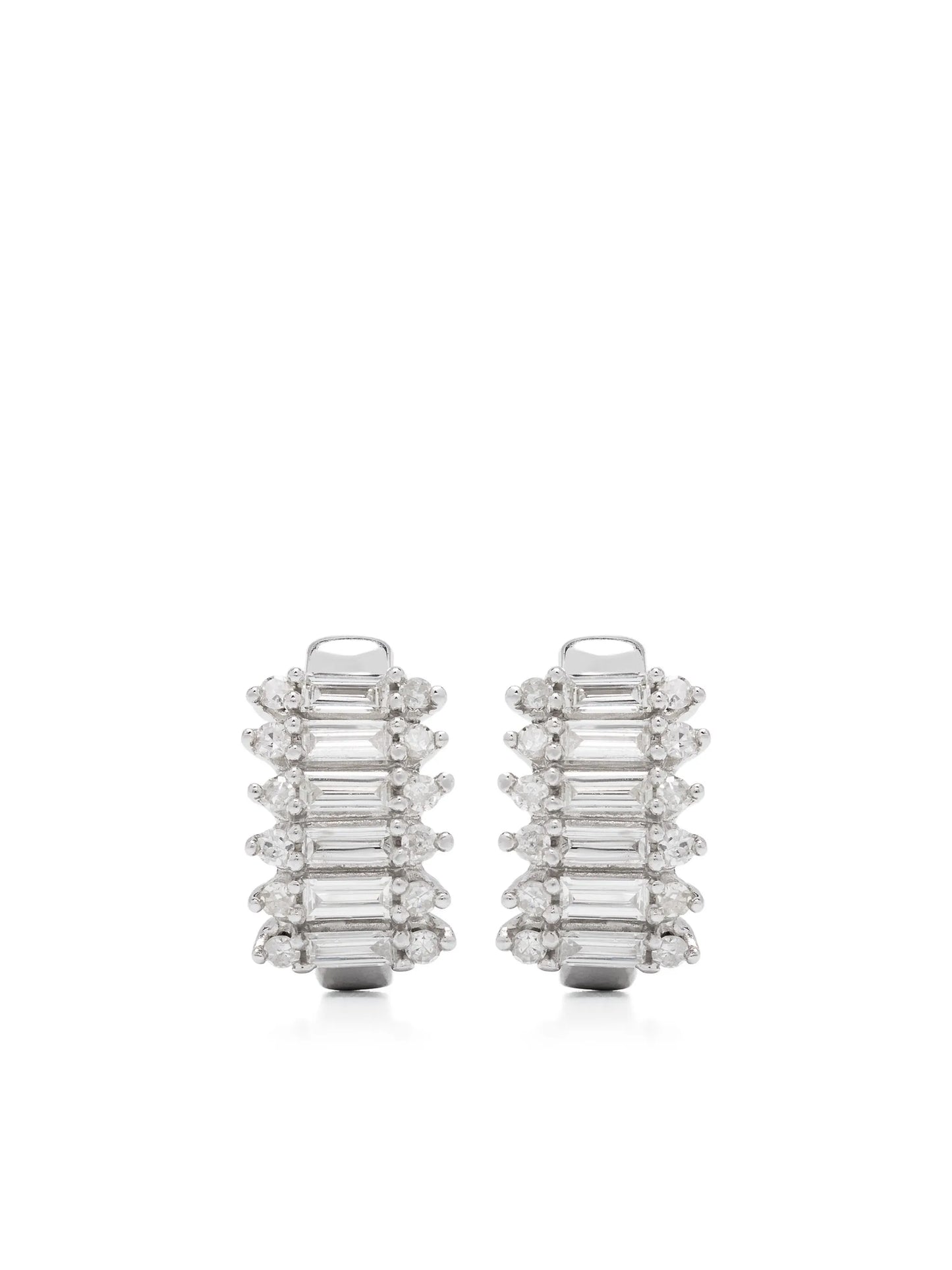 Stack Baguette J-shaped hoop earrings
