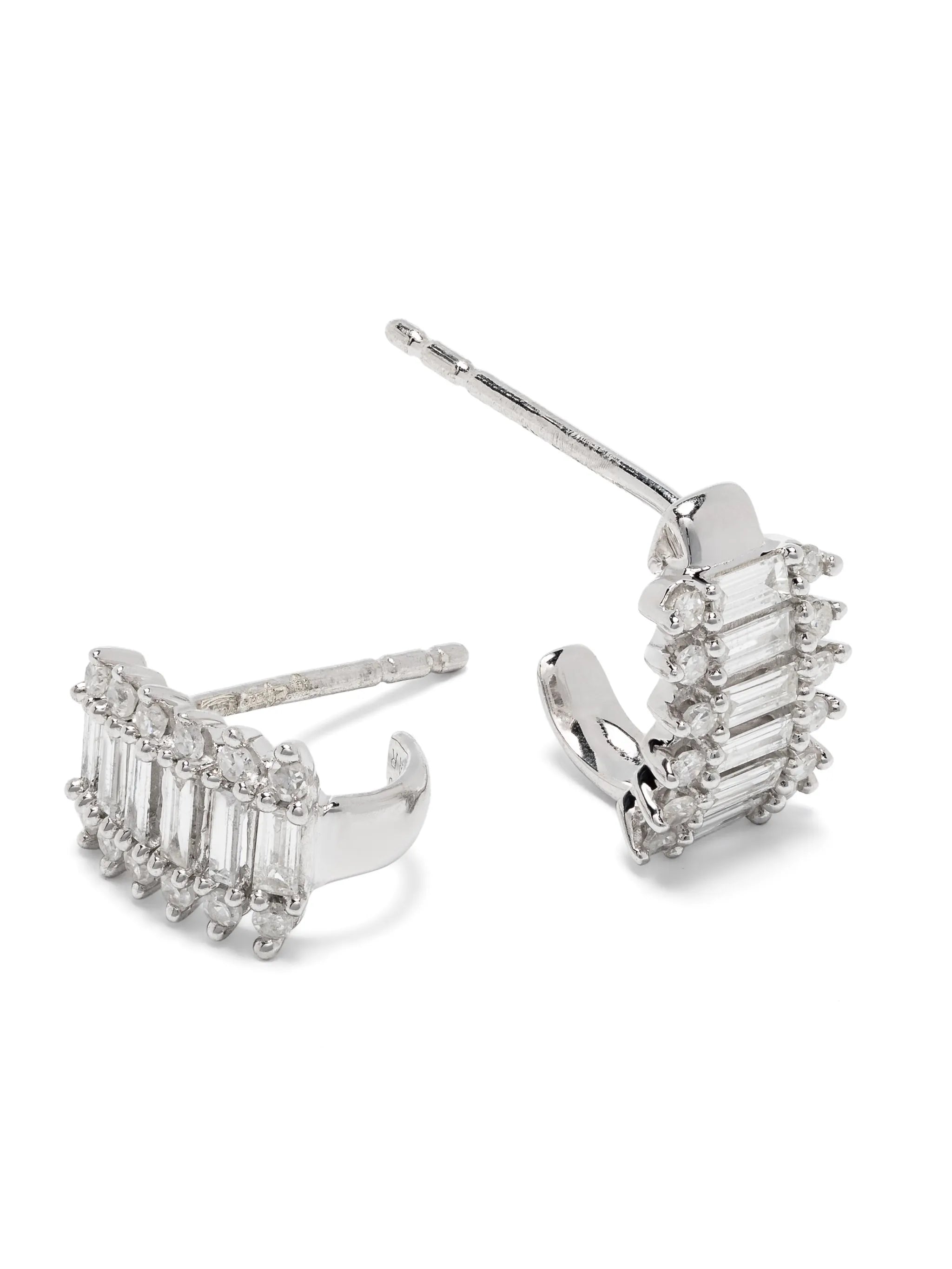 Stack Baguette J-shaped hoop earrings