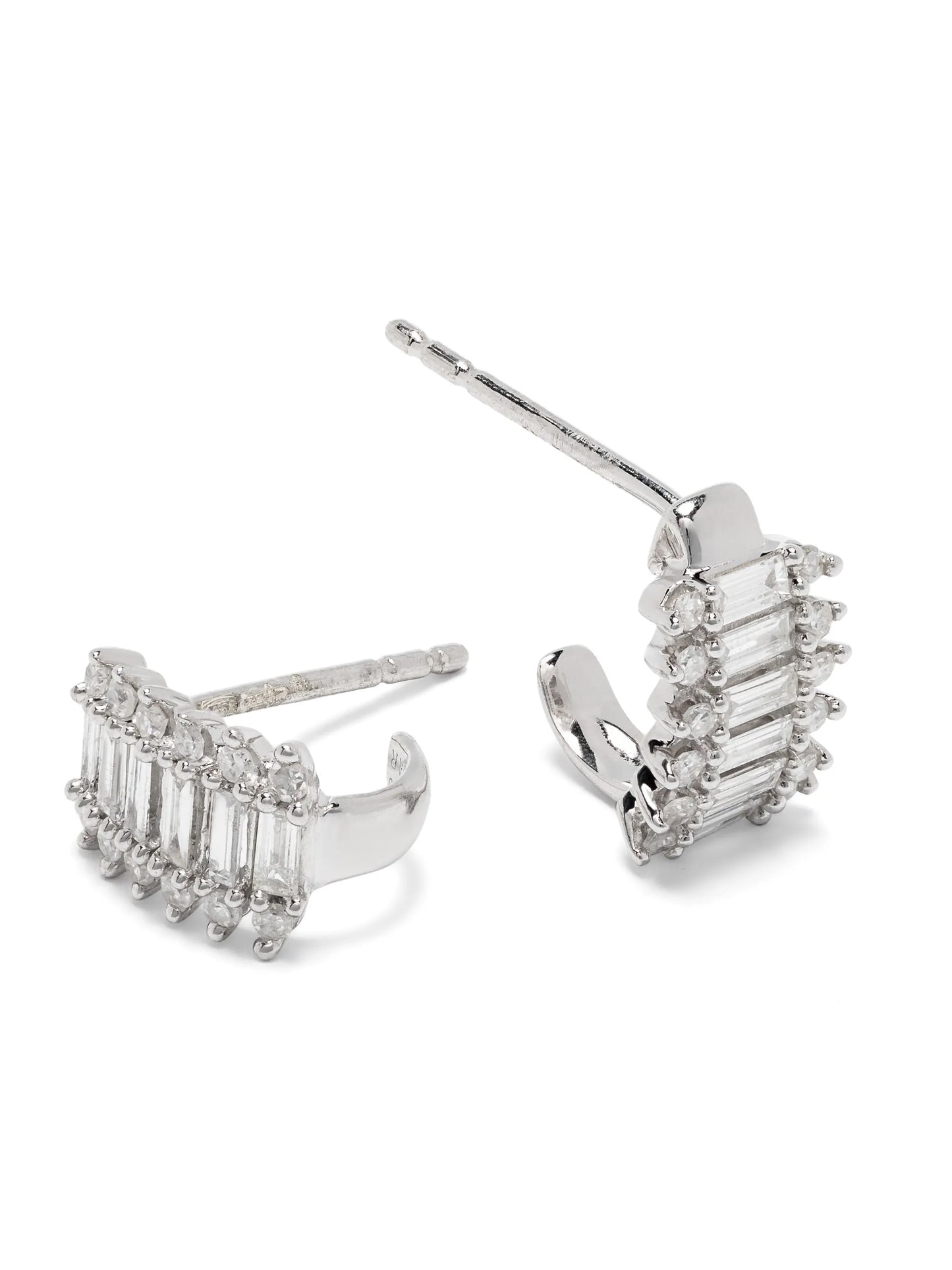 Stack Baguette J-shaped hoop earrings