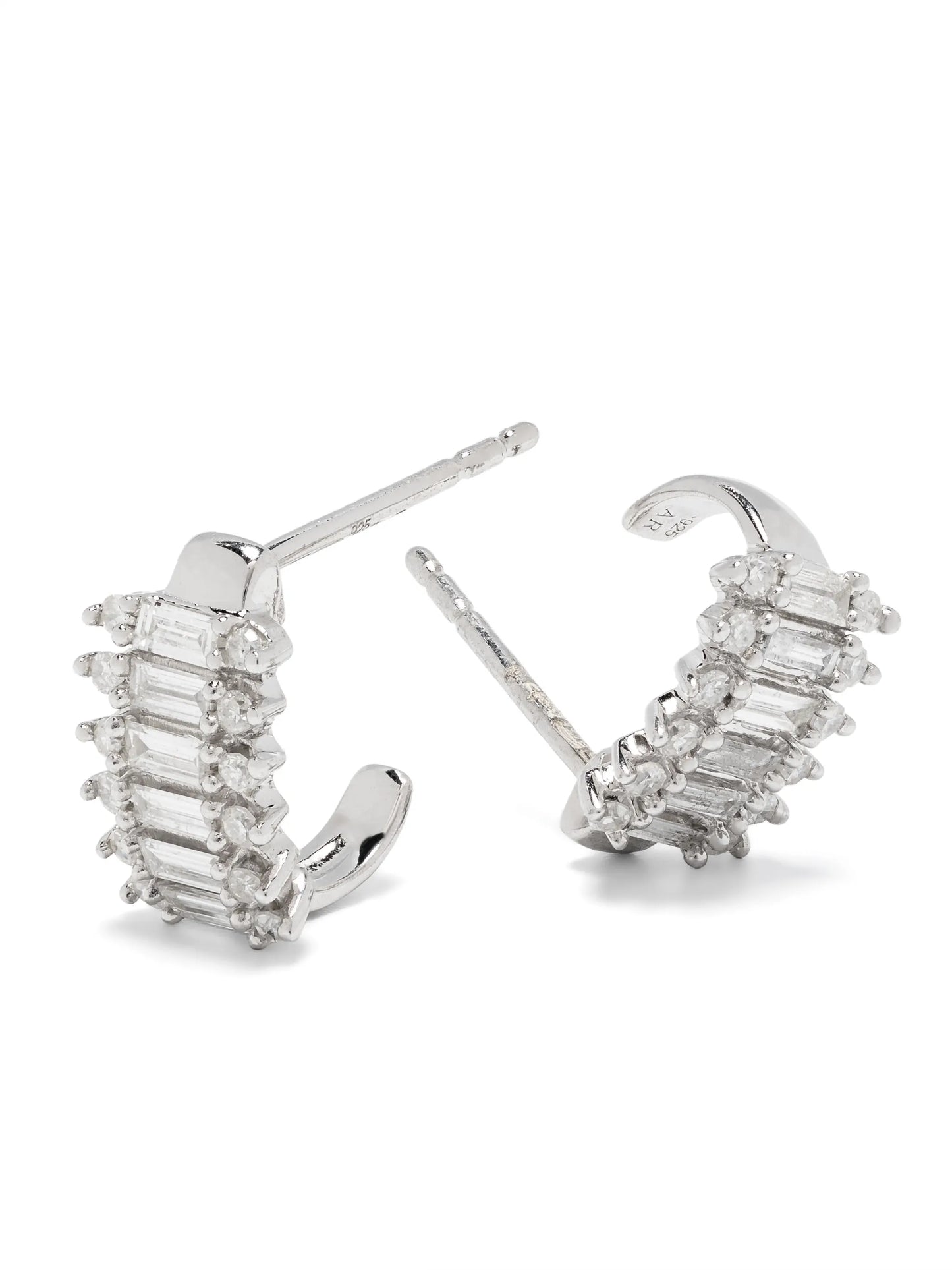 Stack Baguette J-shaped hoop earrings