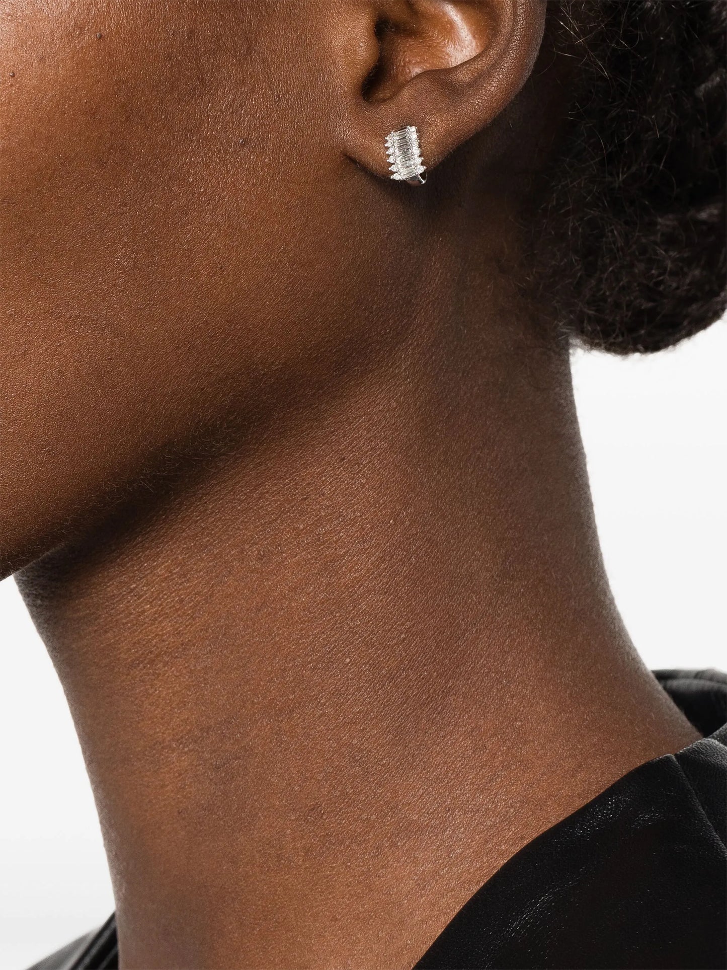 Stack Baguette J-shaped hoop earrings