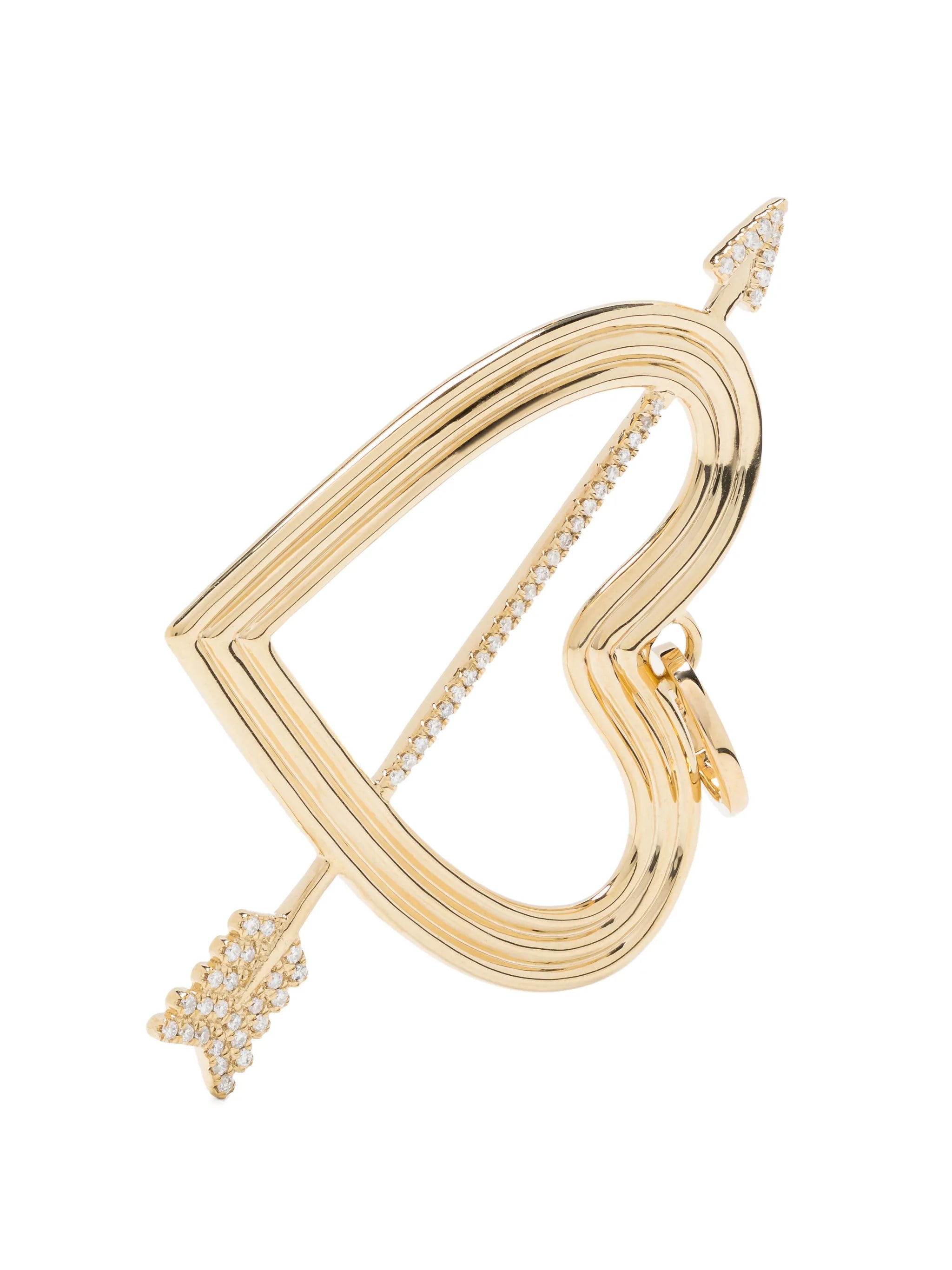 14kt yellow gold XL Heart + Arrow hinged charm