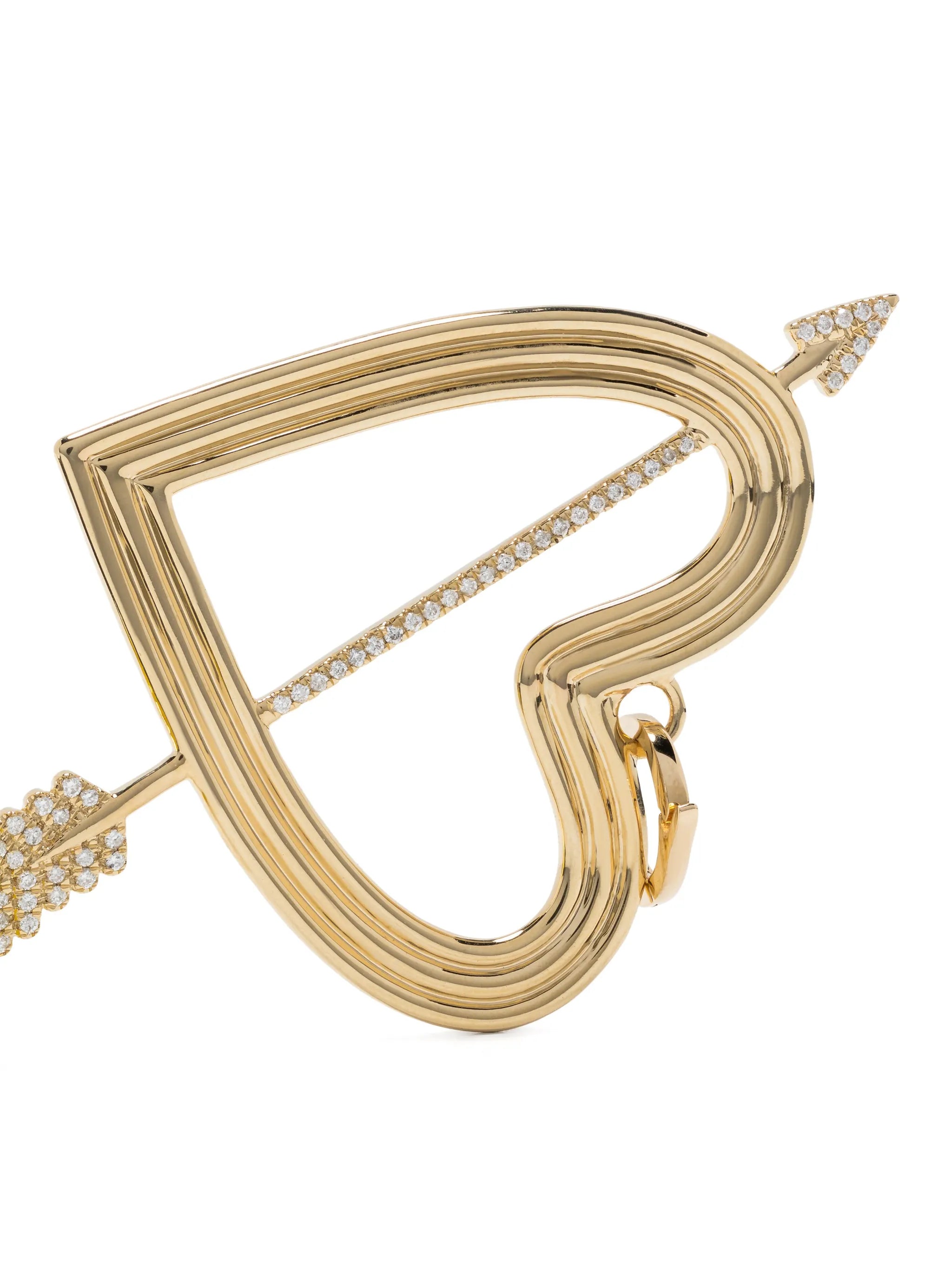14kt yellow gold XL Heart + Arrow hinged charm