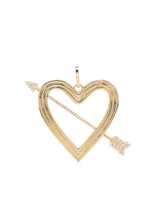 14kt yellow gold XL Heart + Arrow hinged charm