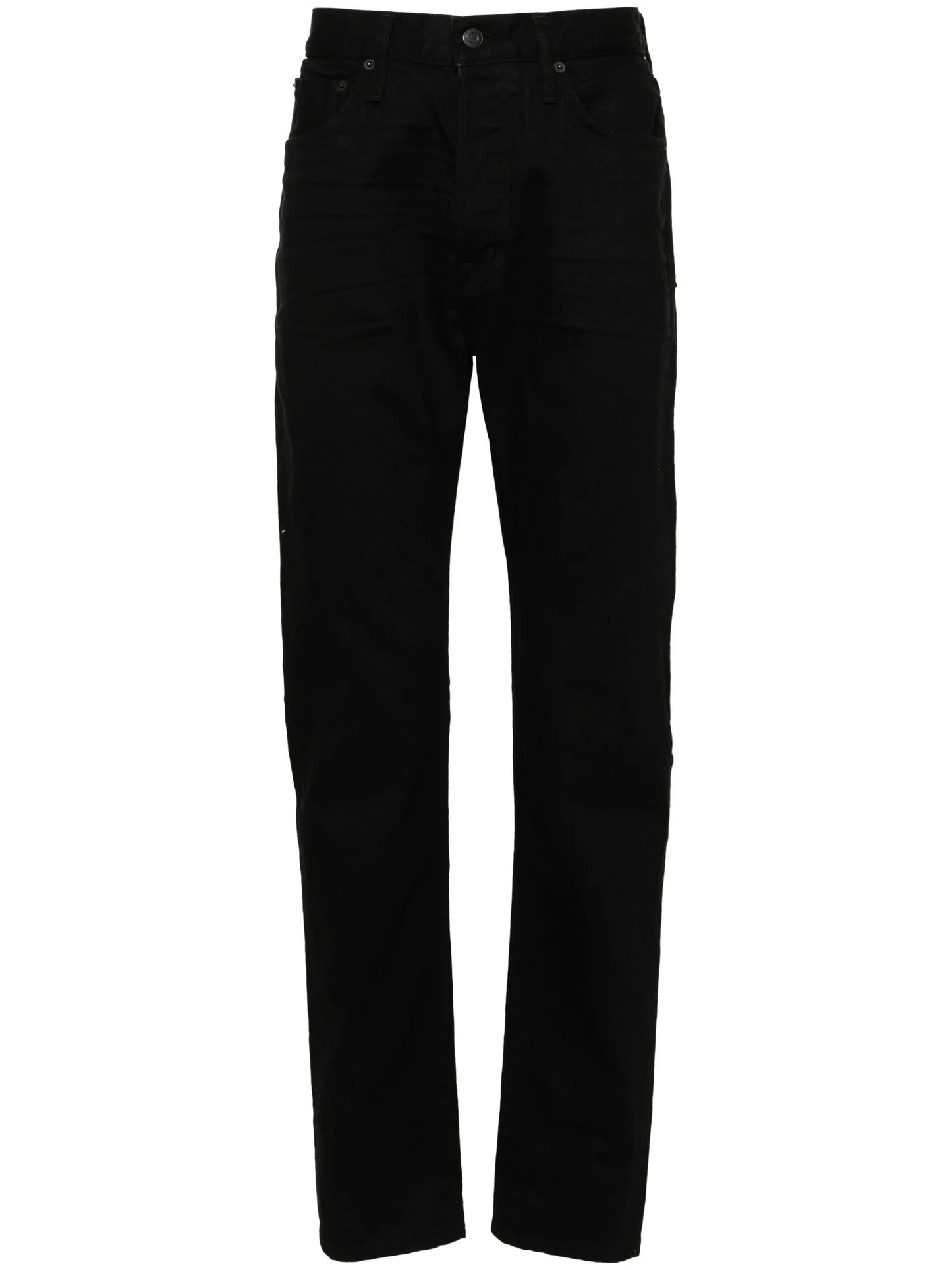 slim-leg cotton-blend jeans
