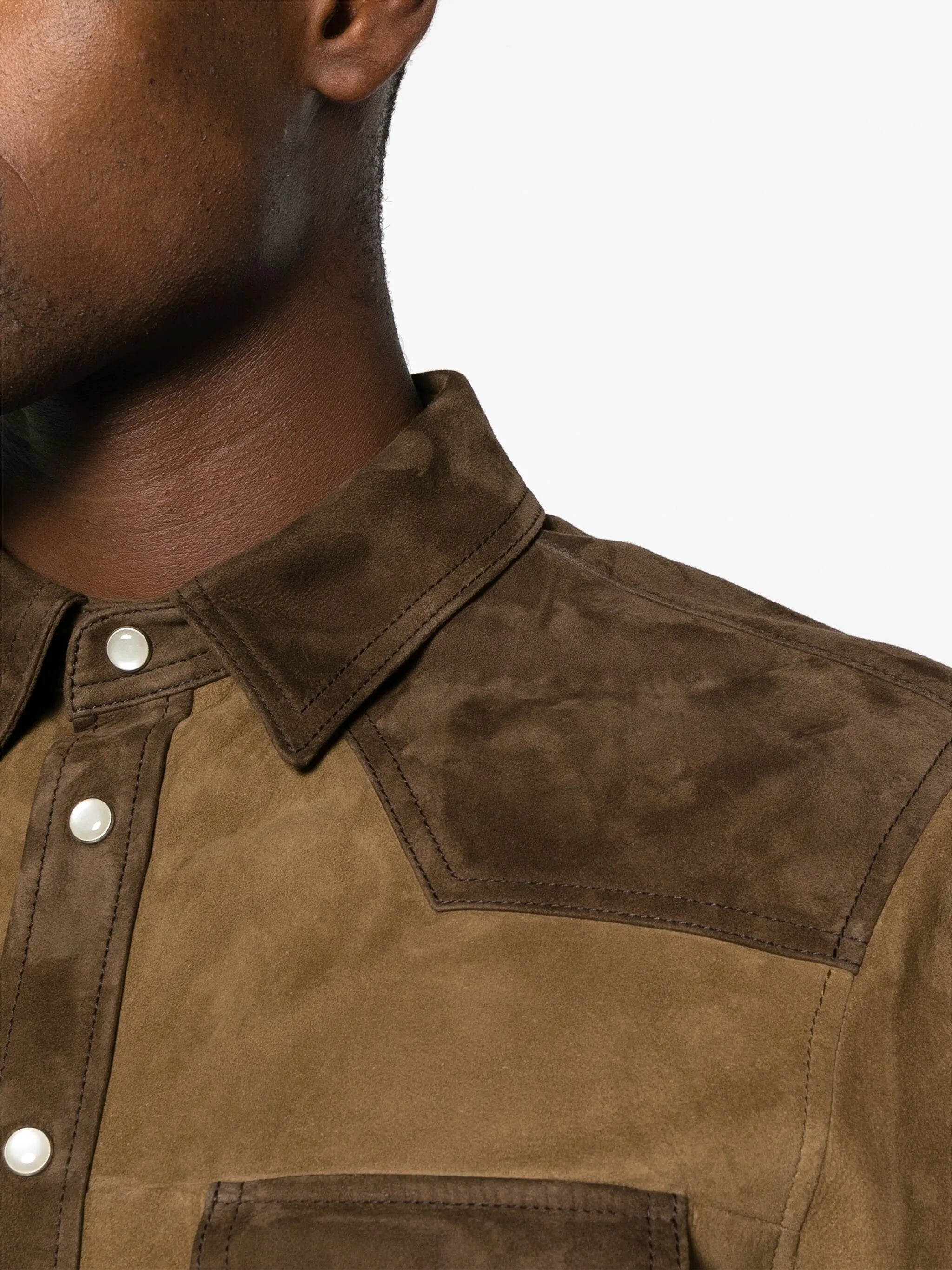 panelled suede shirt