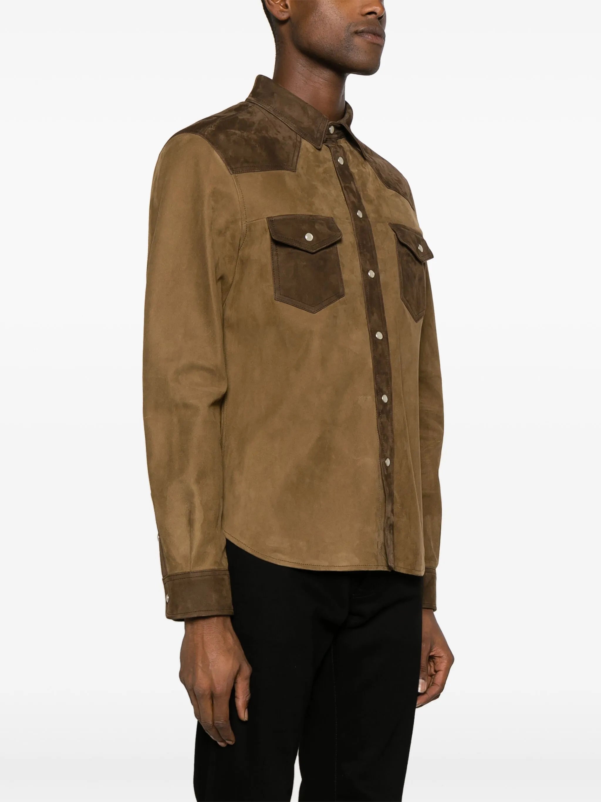 panelled suede shirt