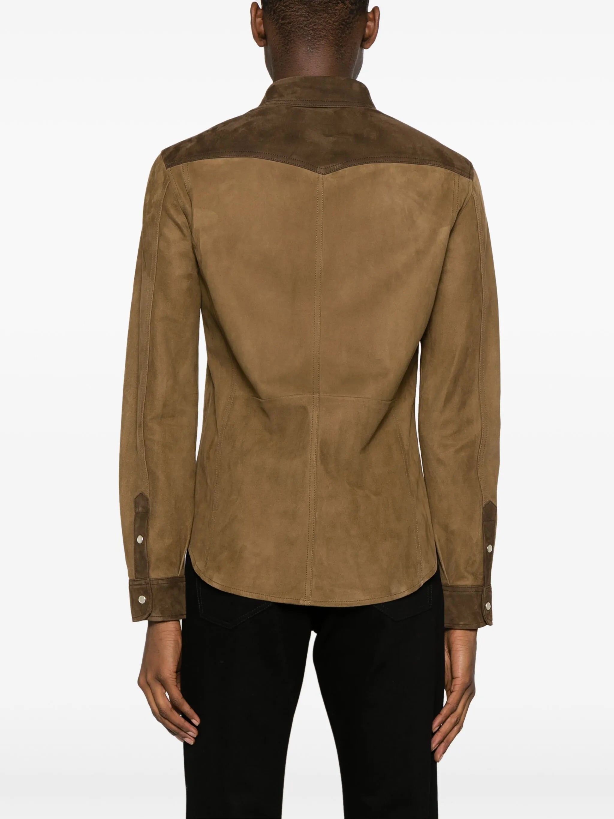 panelled suede shirt