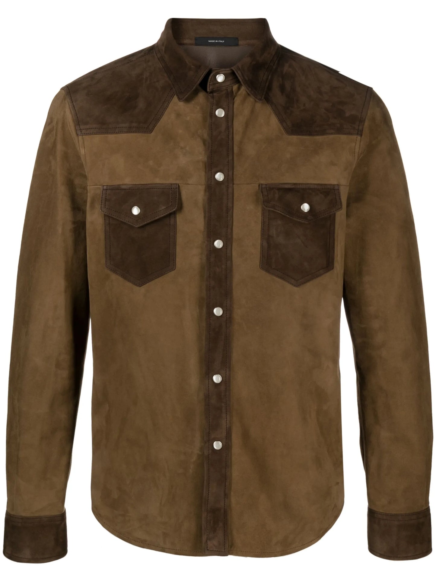 panelled suede shirt