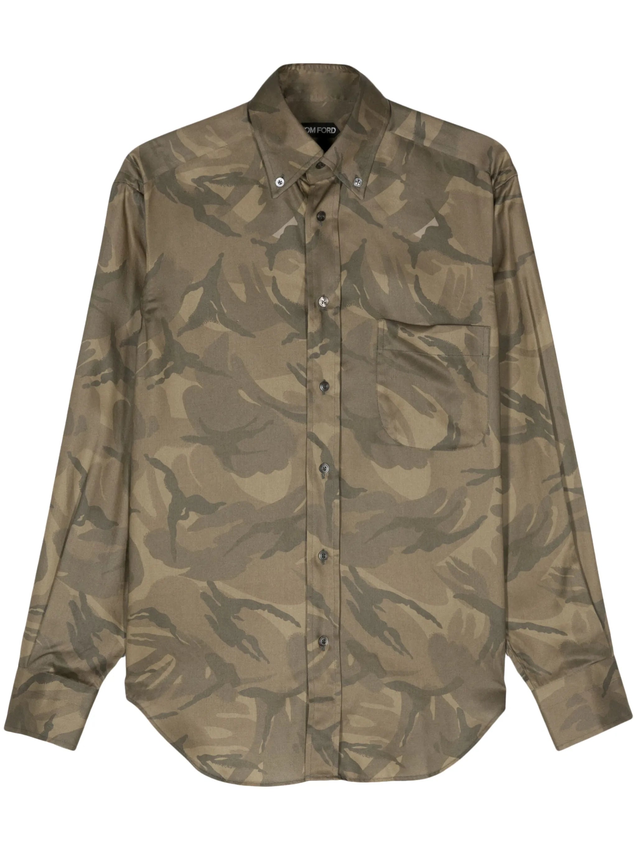 camouflage-print twill shirt