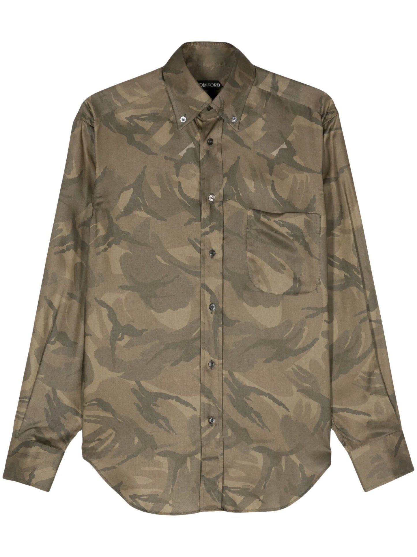 camouflage-print twill shirt