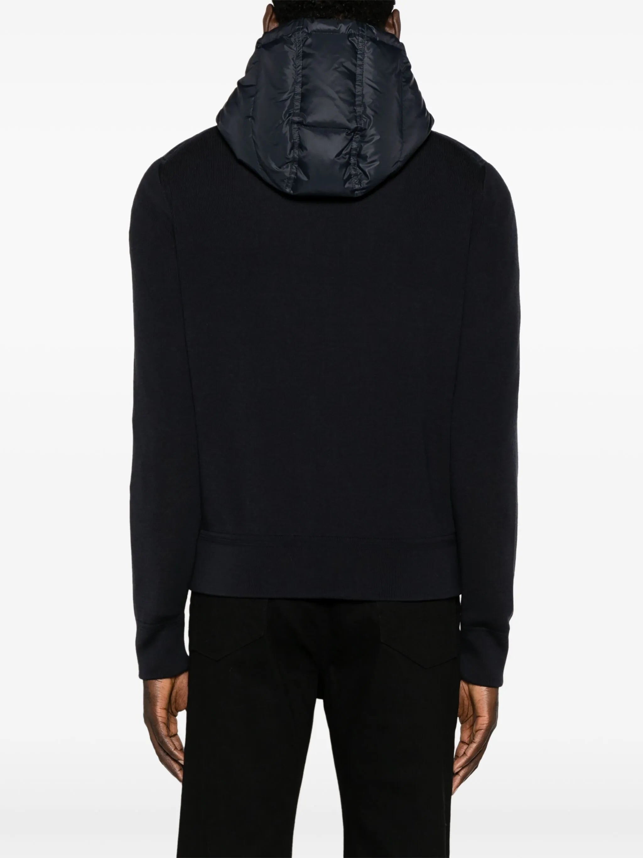 hooded knit-panelled puff jacket