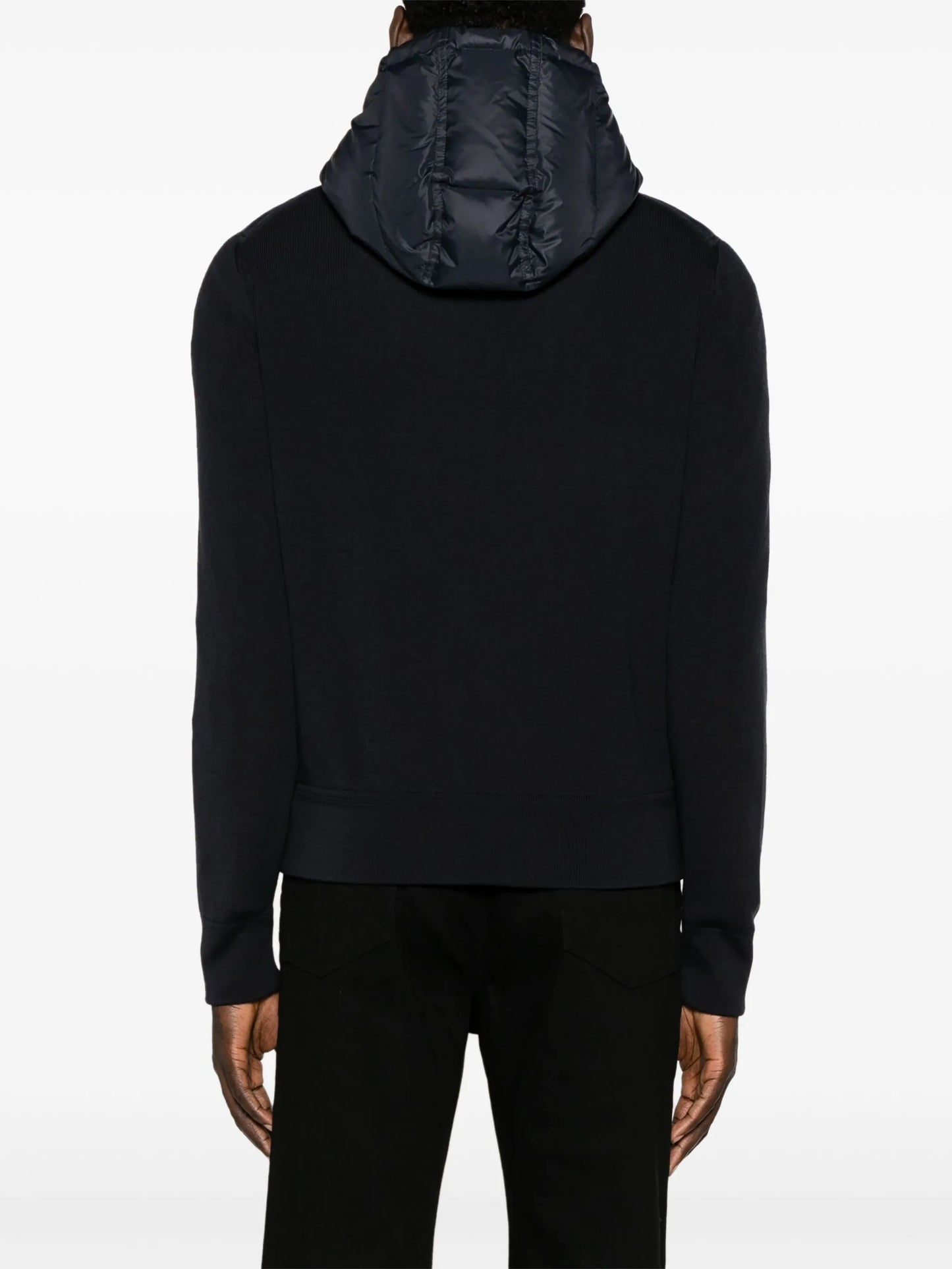 hooded knit-panelled puff jacket
