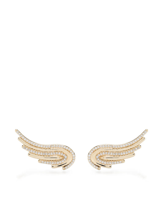 14kt yellow gold Large Flight Wings diamond earrings