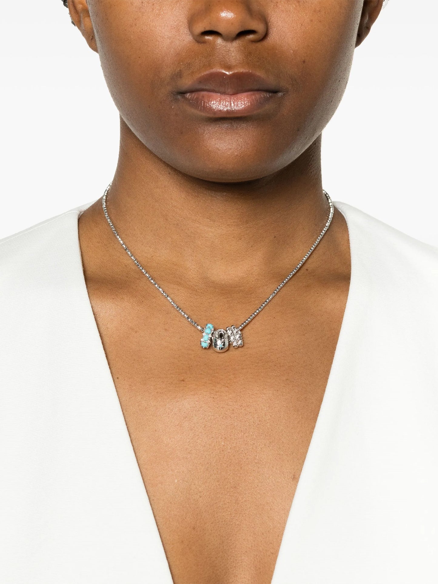 sterling silver Space Cowboy Big Bead diamond necklace