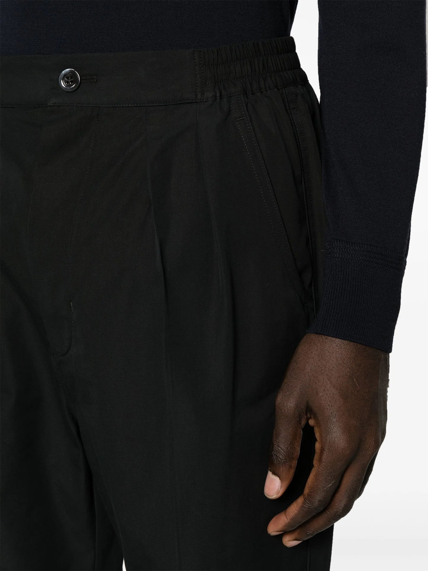tapered-leg cotton-blend trousers