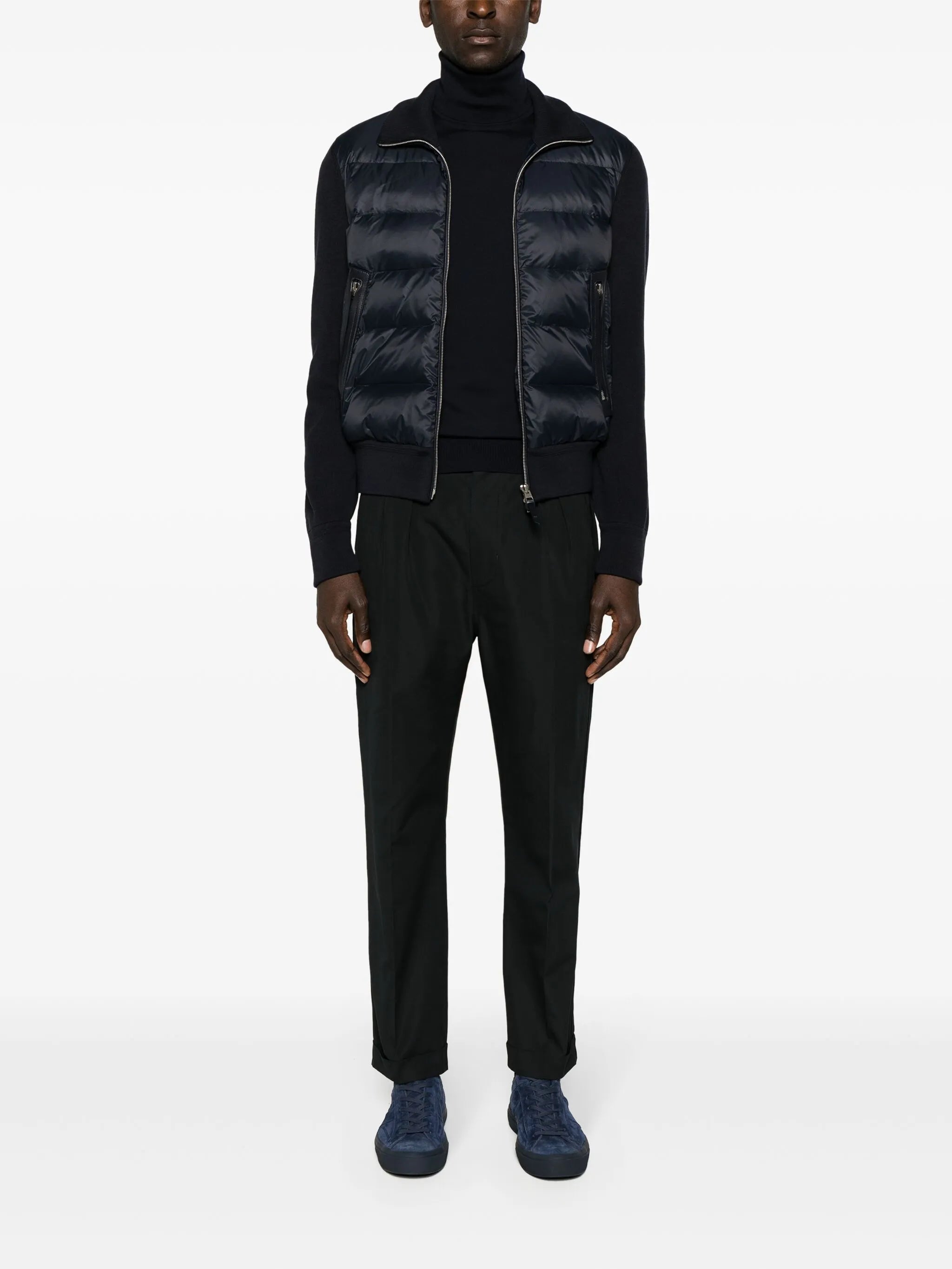 tapered-leg cotton-blend trousers