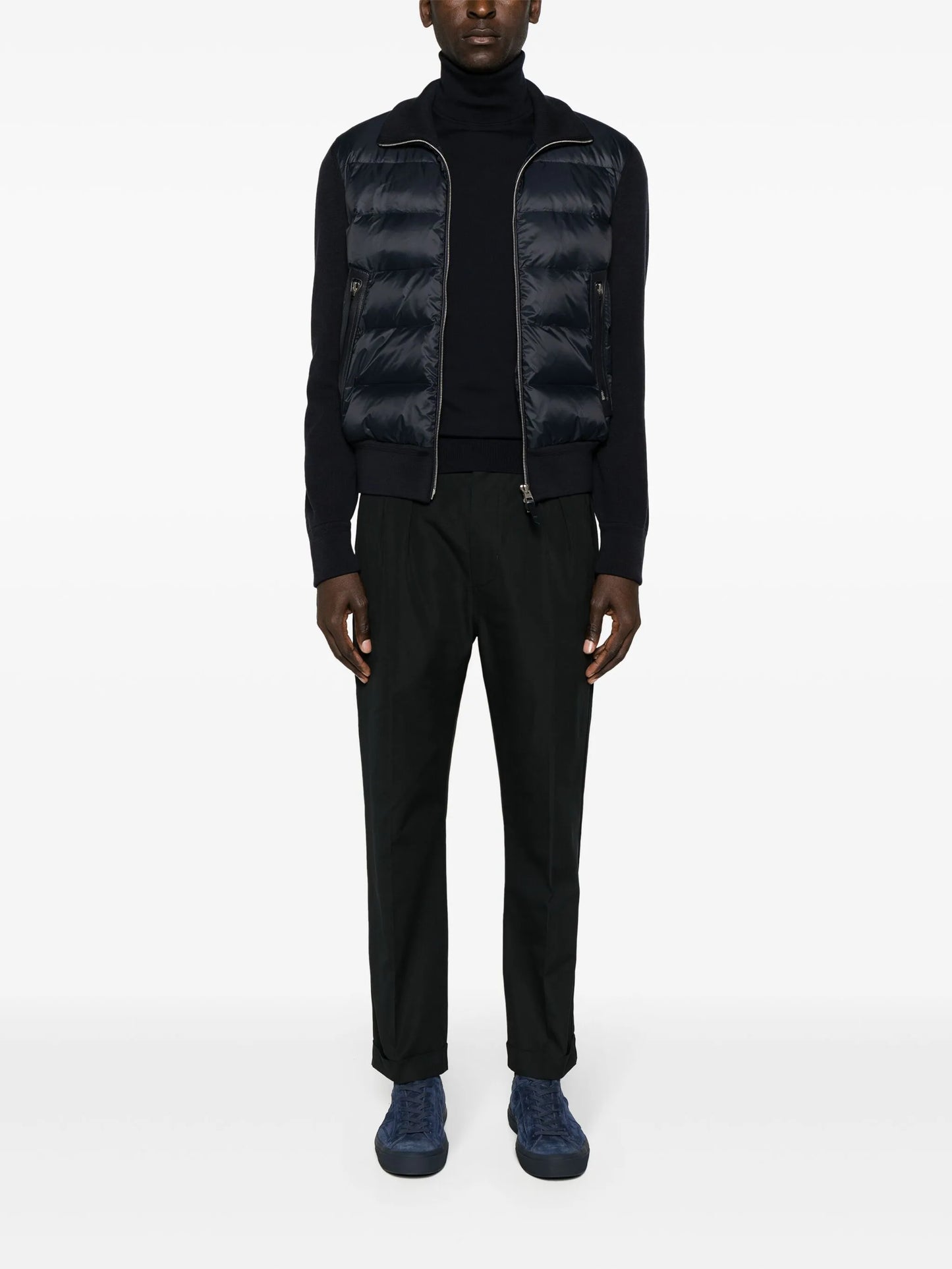 tapered-leg cotton-blend trousers