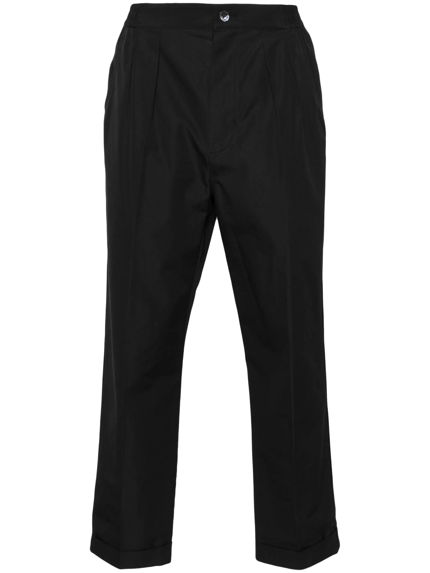 tapered-leg cotton-blend trousers