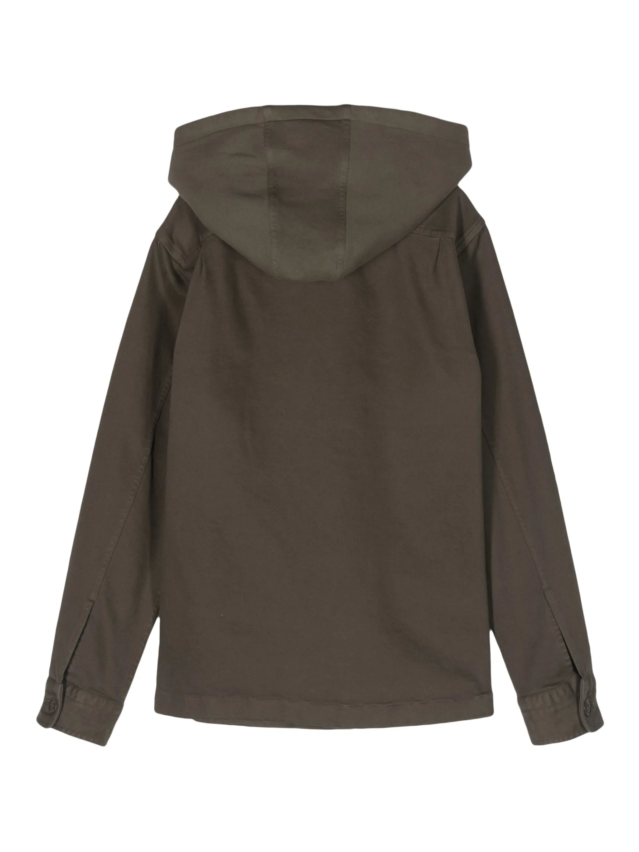 hooded twill shirt jacket