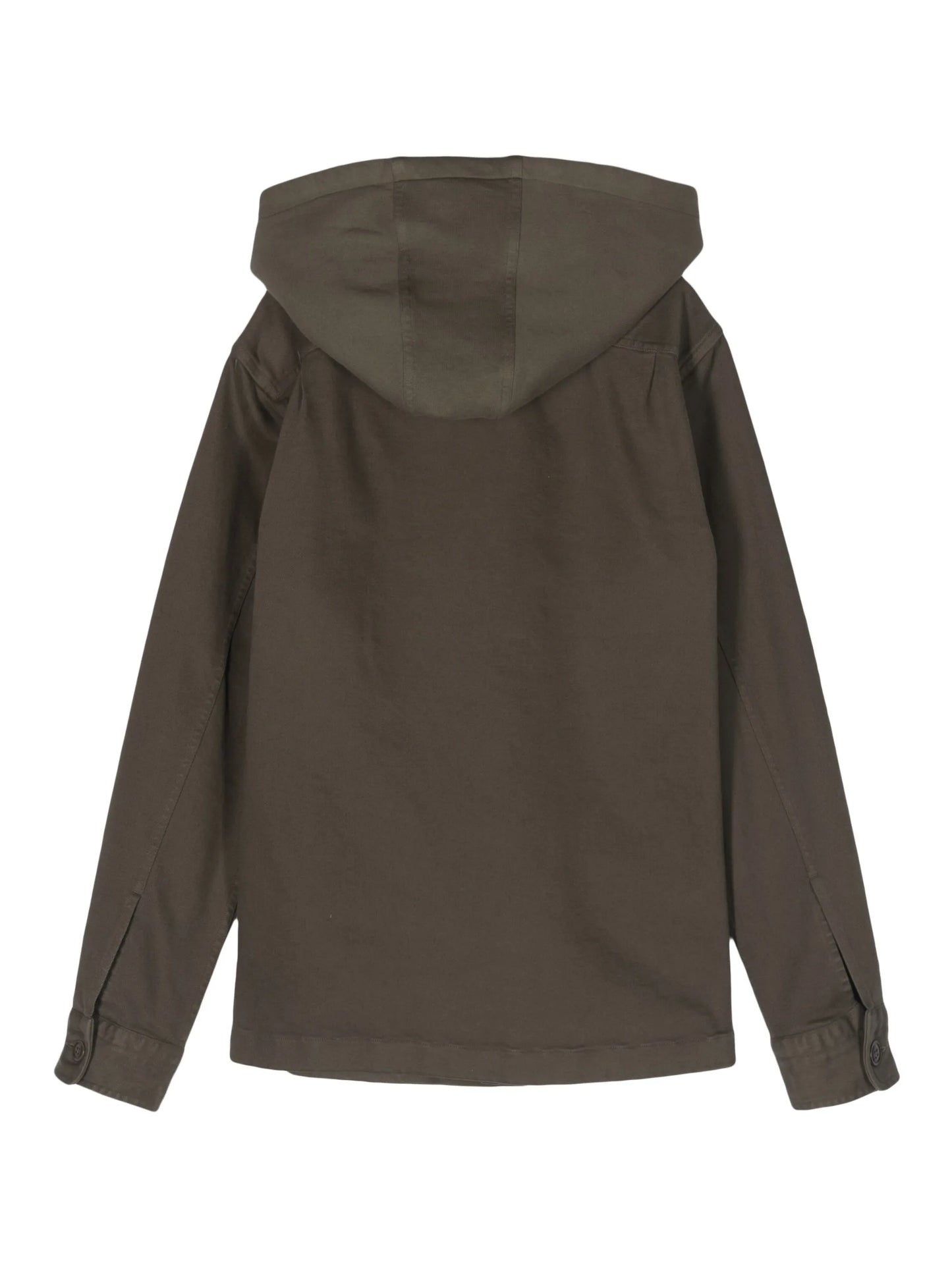 hooded twill shirt jacket
