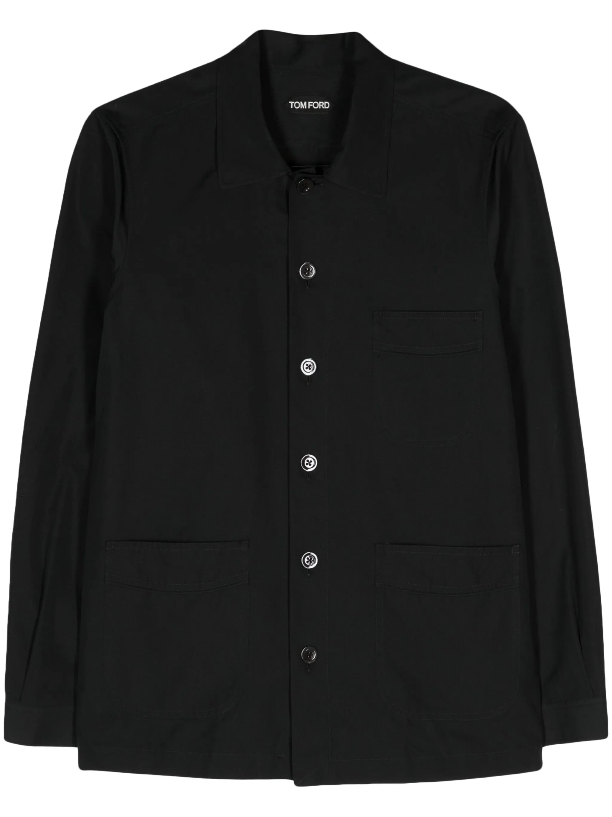 classic-collar cotton-blend shirt