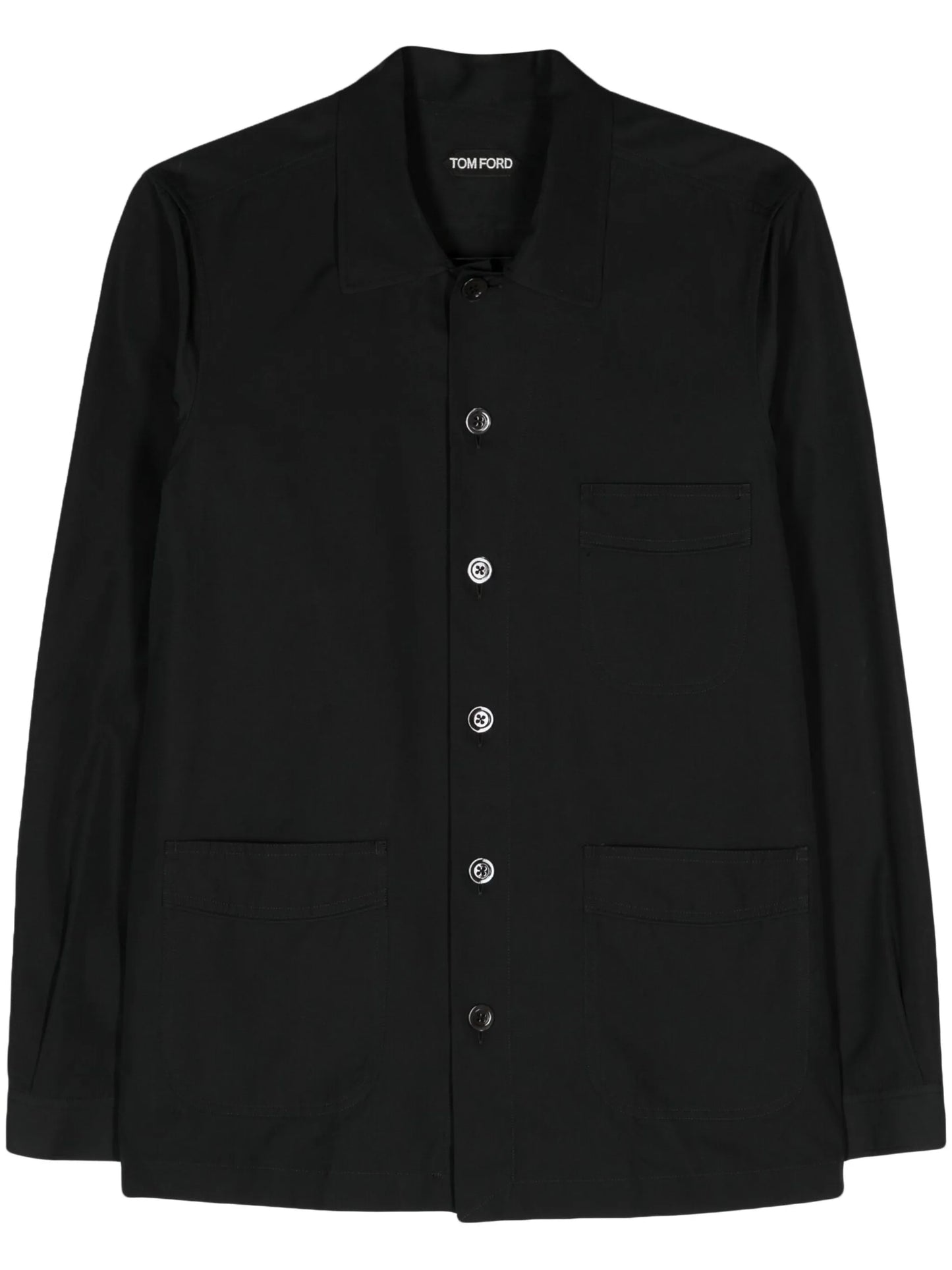 classic-collar cotton-blend shirt