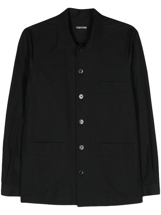 classic-collar cotton-blend shirt