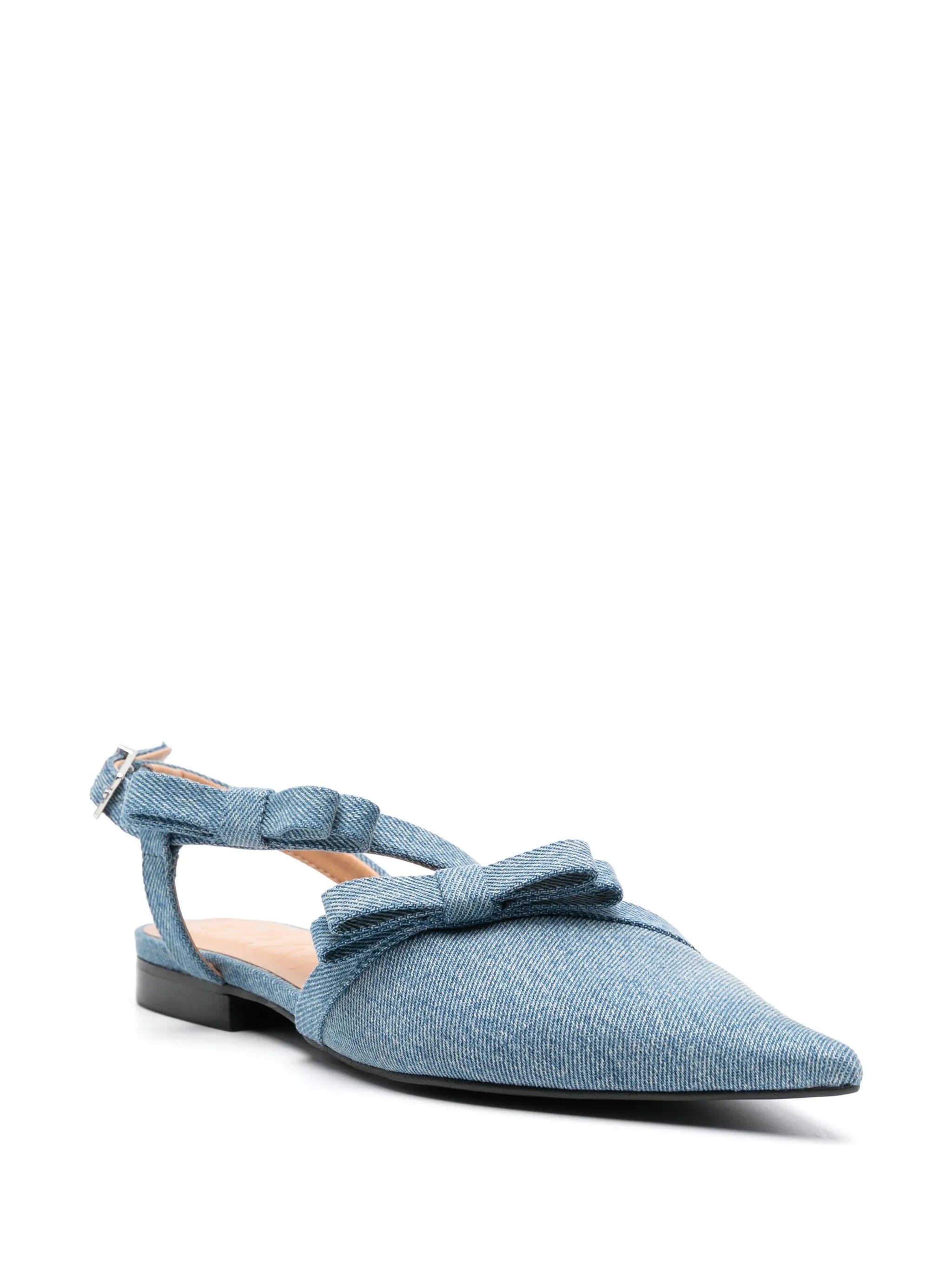 bow-detailing pointed-toe ballerina shoes
