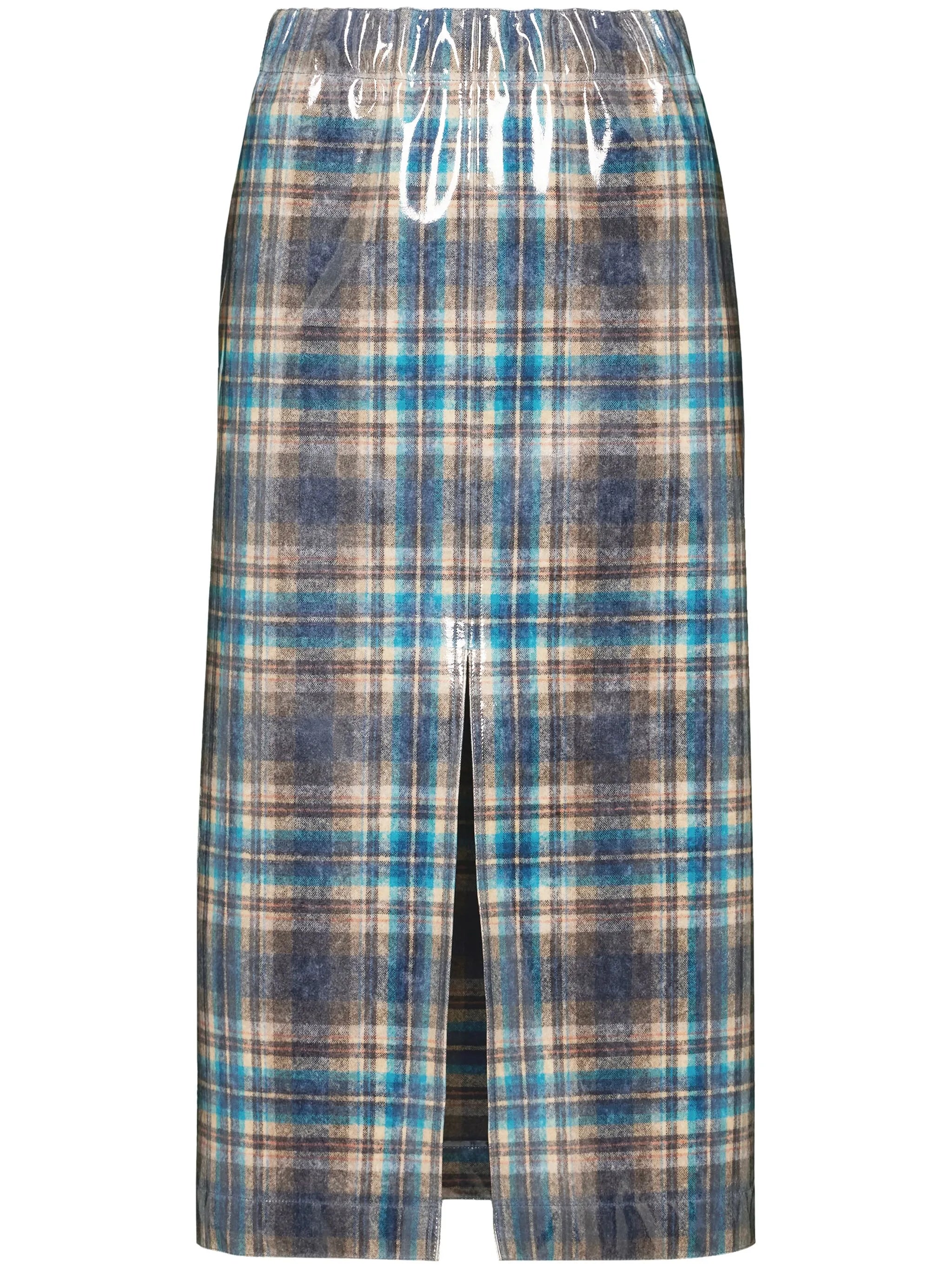 x Pendleton checked lacquered skirt