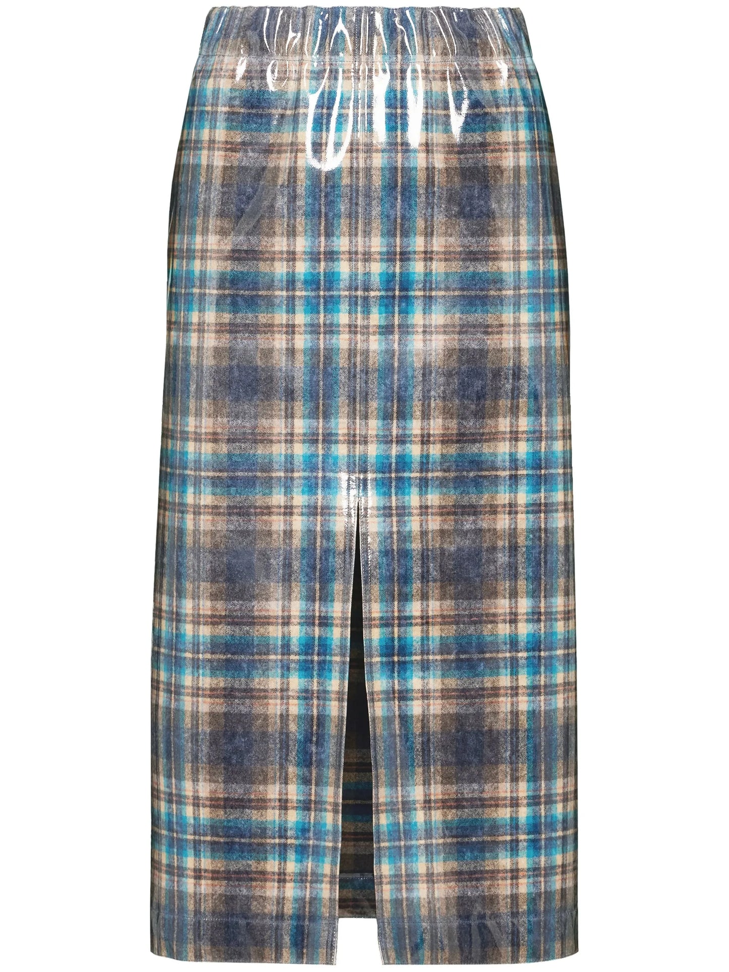 x Pendleton checked lacquered skirt
