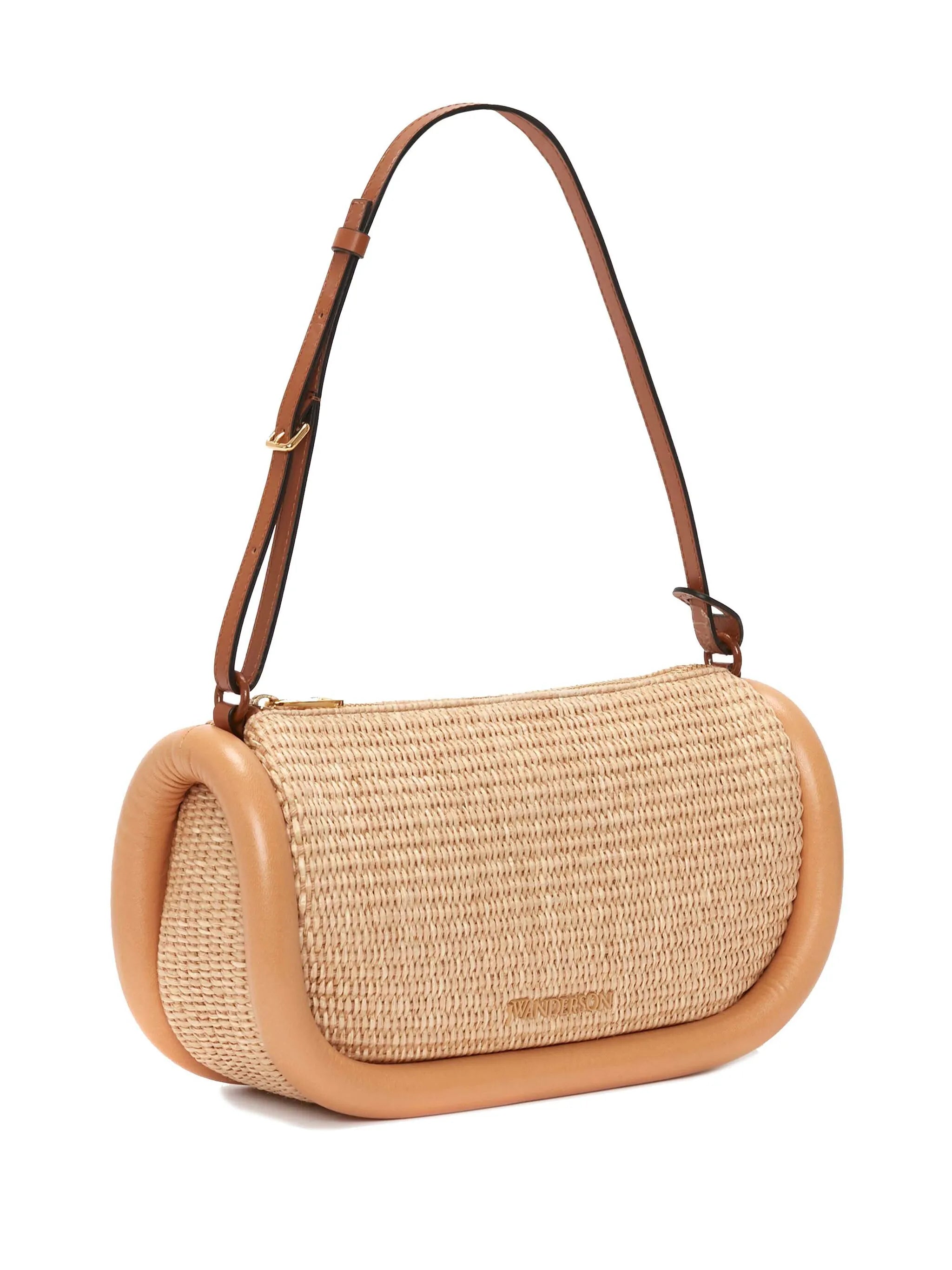 Bumper-15 raffia shoulder bag