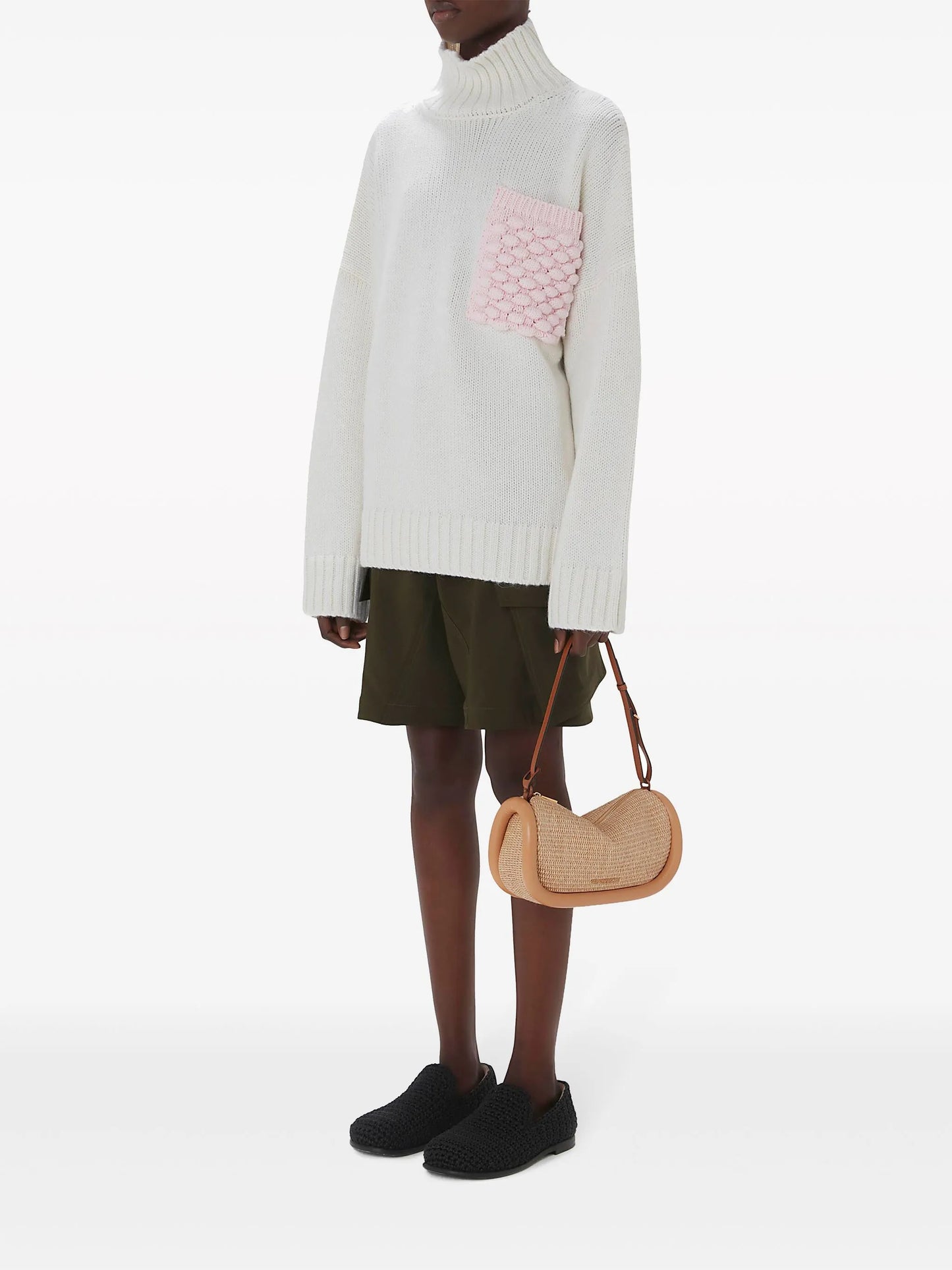 Bumper-15 raffia shoulder bag