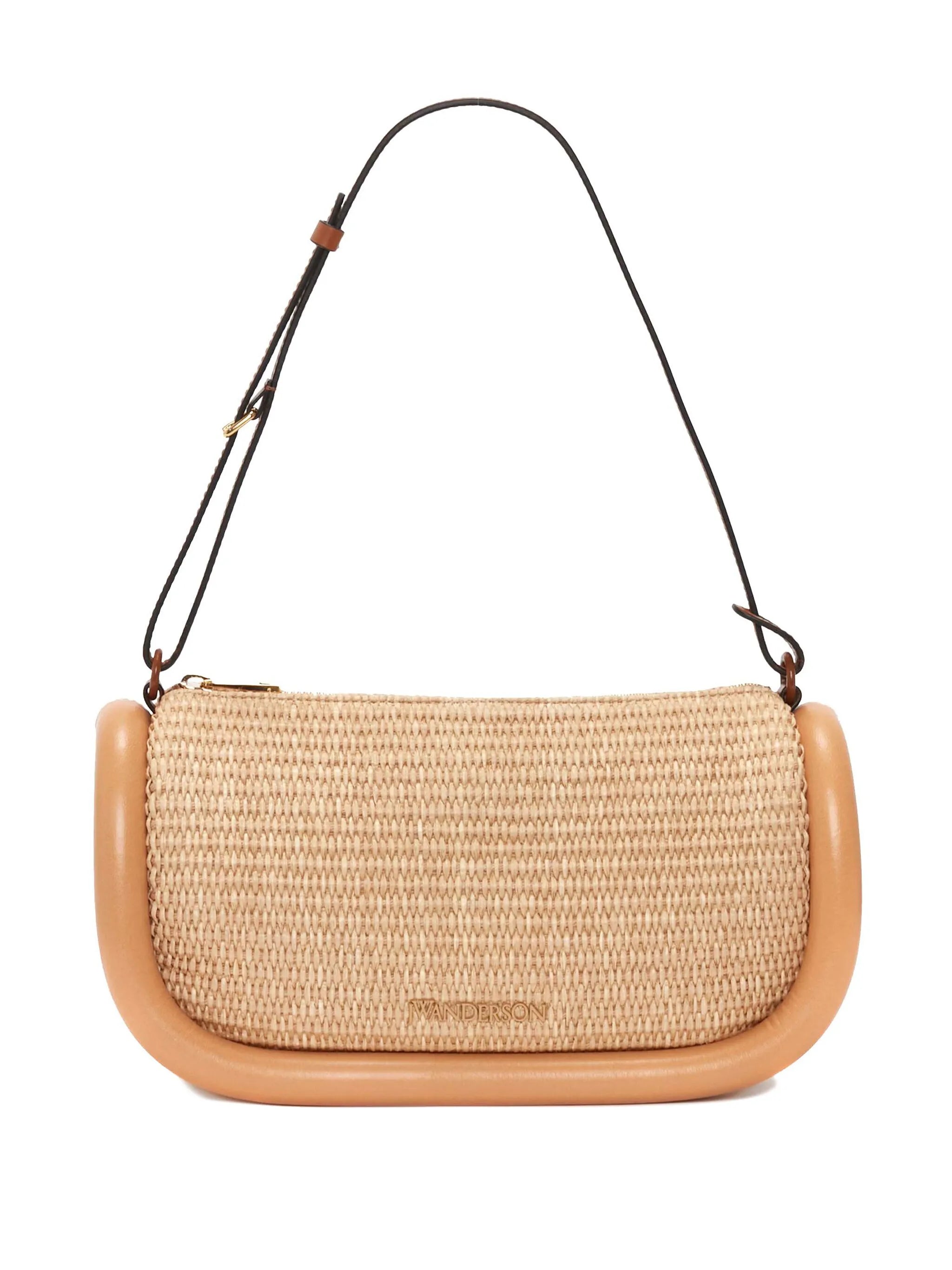 Bumper-15 raffia shoulder bag